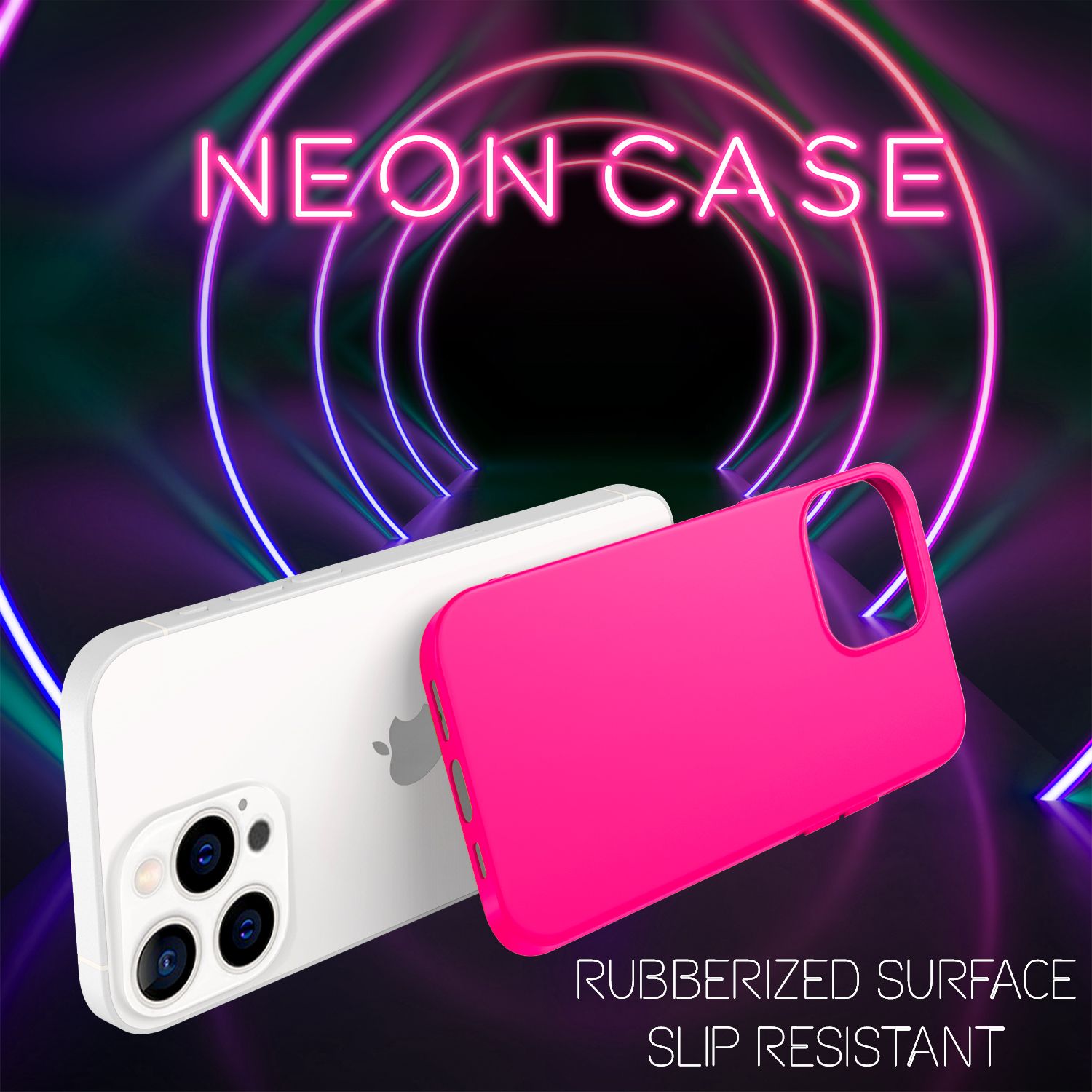 NALIA Bunte Neon Handy Hülle für iPhone 13 Pro Max, Silikon Case Cover Bumper