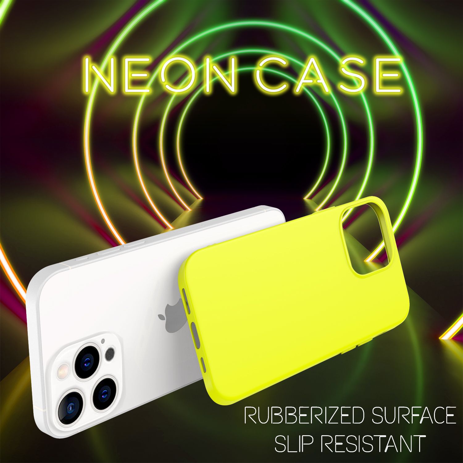 NALIA Bunte Neon Handy Hülle für iPhone 13 Pro Max, Silikon Case Cover Bumper