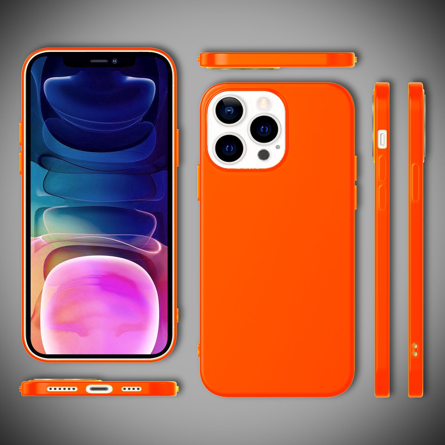 NALIA Bunte Neon Handy Hülle für iPhone 13 Pro Max, Silikon Case Cover Bumper