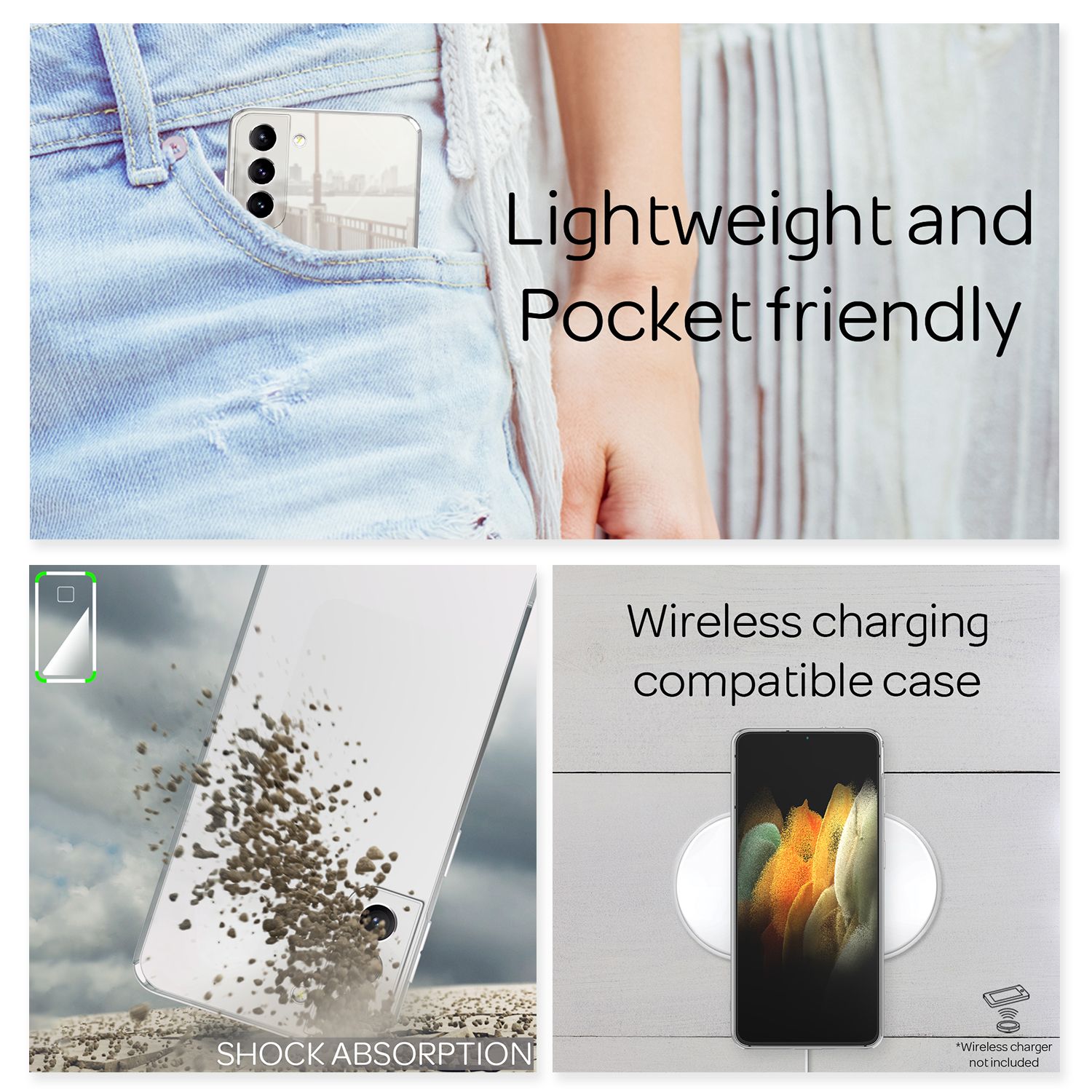 NALIA Spiegel Hartglas Case für Samsung Galaxy S21, Klarer Spiegeleffekt Mirror Hardcase Kratzfest, 9H Tempered Glass & Silikon Bumper, Dünne Schutzhülle Glashülle Handyhülle Default Title NALIA Protective Hülle