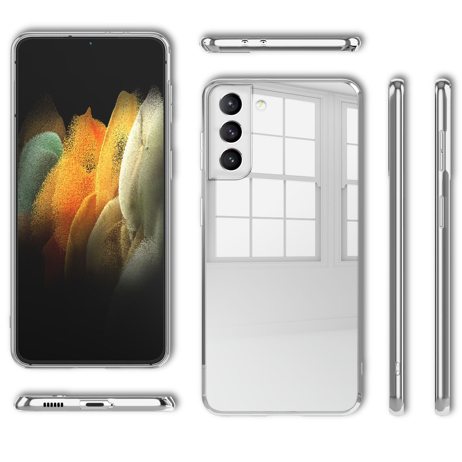NALIA Spiegel Hartglas Case für Samsung Galaxy S21, Klarer Spiegeleffekt Mirror Hardcase Kratzfest, 9H Tempered Glass & Silikon Bumper, Dünne Schutzhülle Glashülle Handyhülle Default Title NALIA Protective Hülle