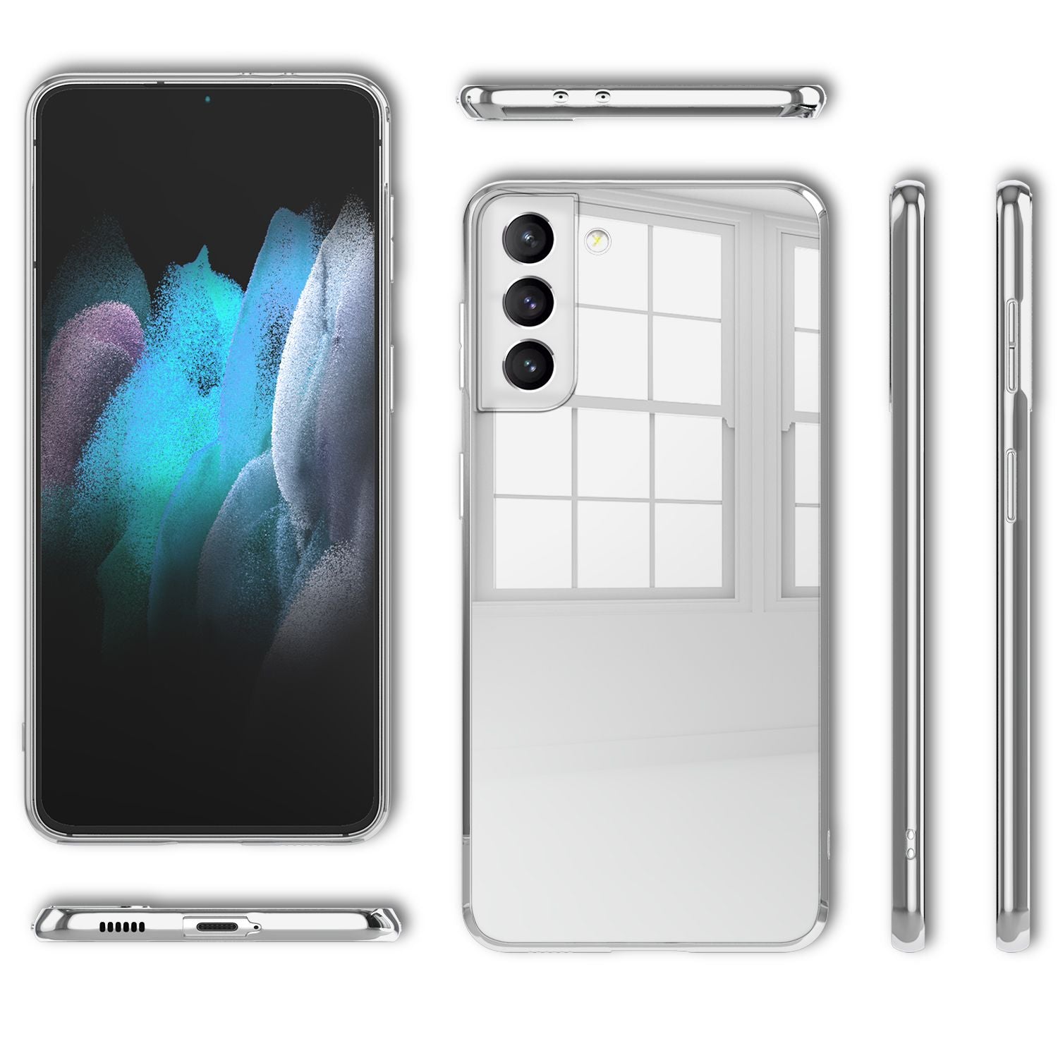 NALIA Spiegel Hartglas Case für Samsung Galaxy S21 Plus, Klarer Spiegeleffekt Mirror Cover, Kratzfeste 9H Glashülle Default Title NALIA Protective Hülle