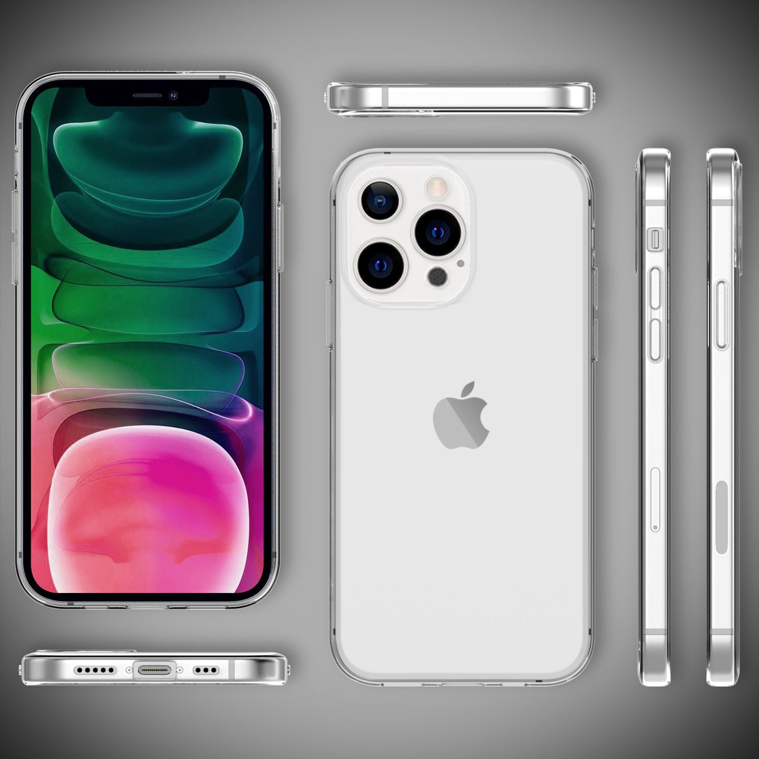 NALIA Klare Silikon handy Hülle für iPhone 13 Pro, Transparent Cover Case Bumper Default Title NALIA Transparente Hülle