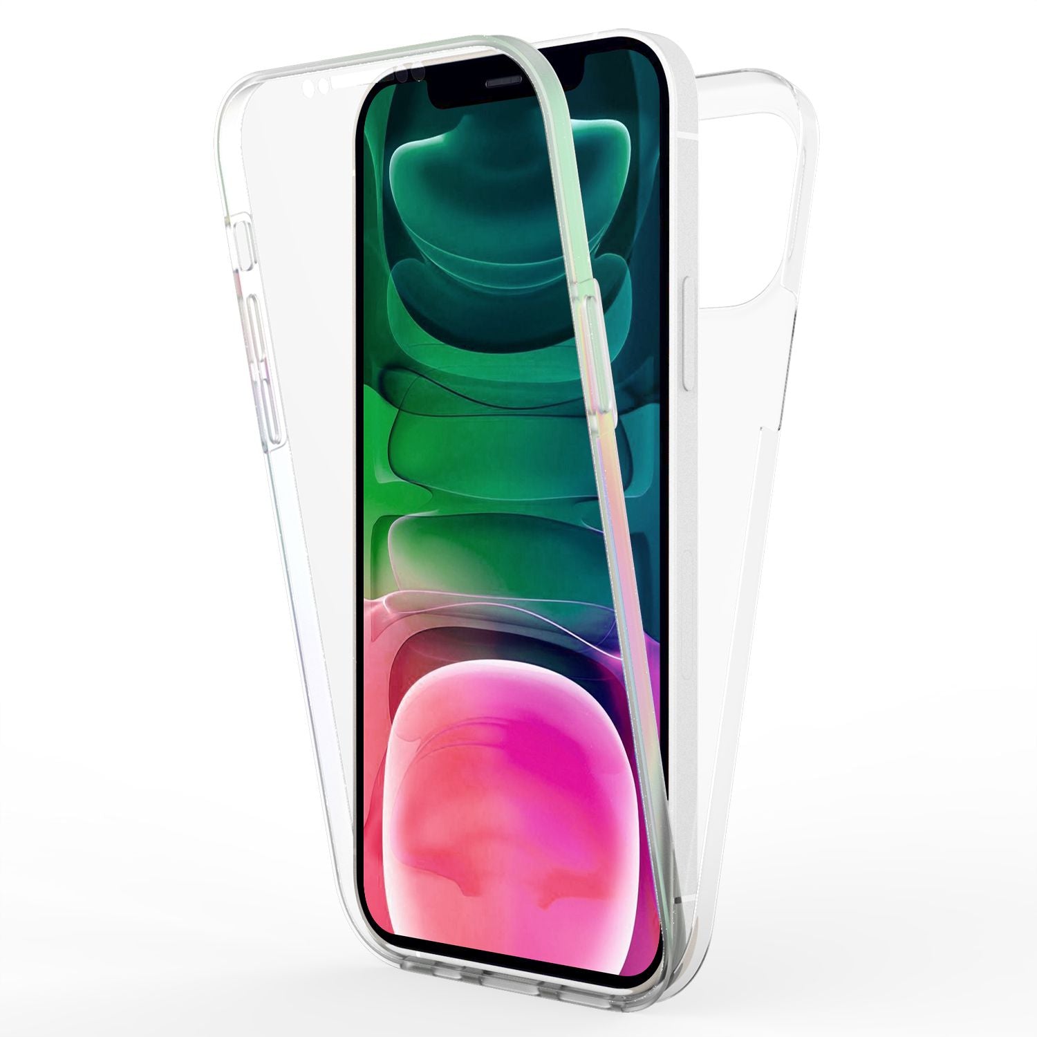 NALIA Klare 360° Schutzhülle für iPhone 13 Pro, Komplettschutz Transparent Anti-Gelb Durchsichtig Robust, Hardcase & Silikon & Displayschutz