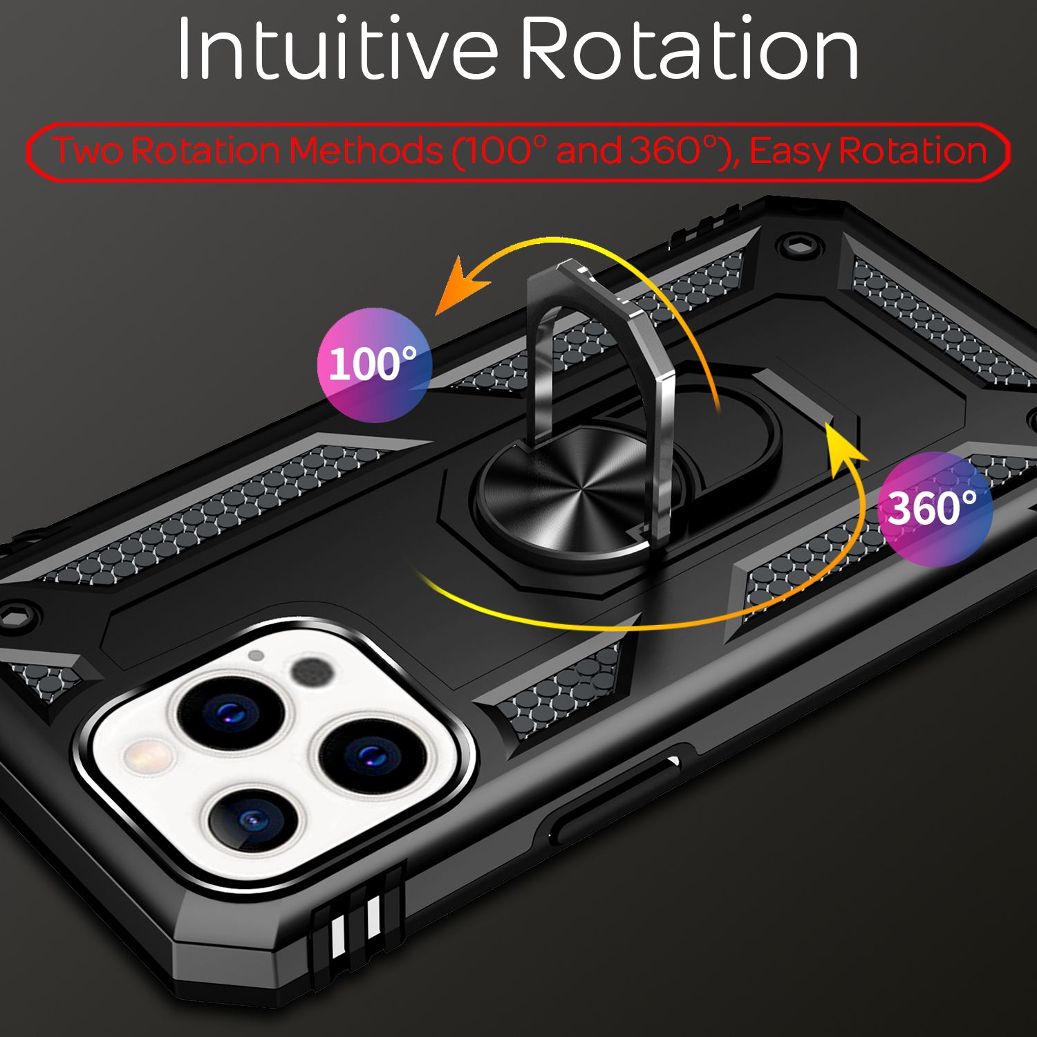 NALIA Ring Hülle für iPhone 13 Pro, Hard Case mit Silikon Bumper Cover Schutz Schwarz NALIA Protective Hülle