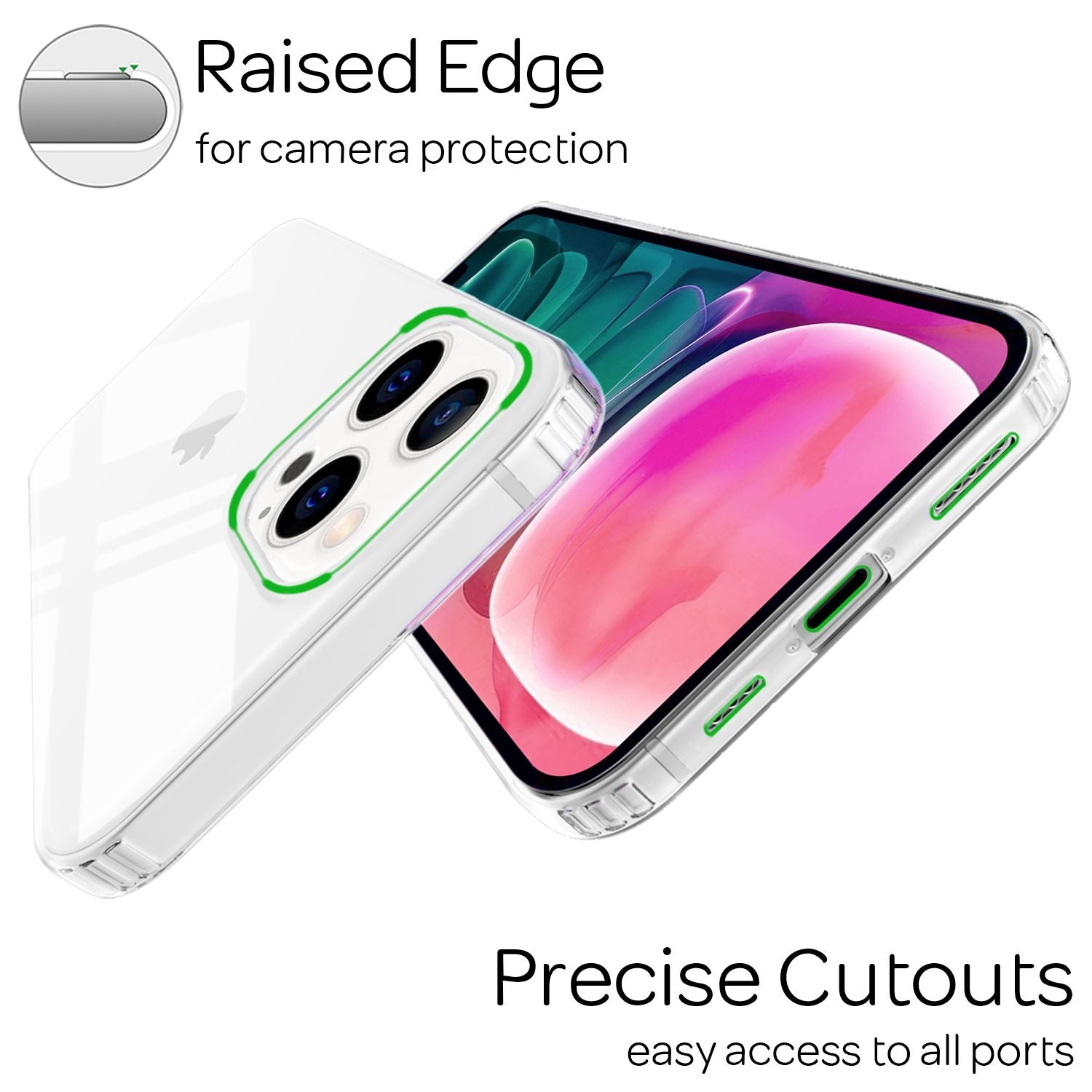 NALIA Klares Kratzfeste Hülle für iPhone 13 Pro, Transparent Anti-Gelb Stoßfest Harte Rückseite & Silikon Rahmen