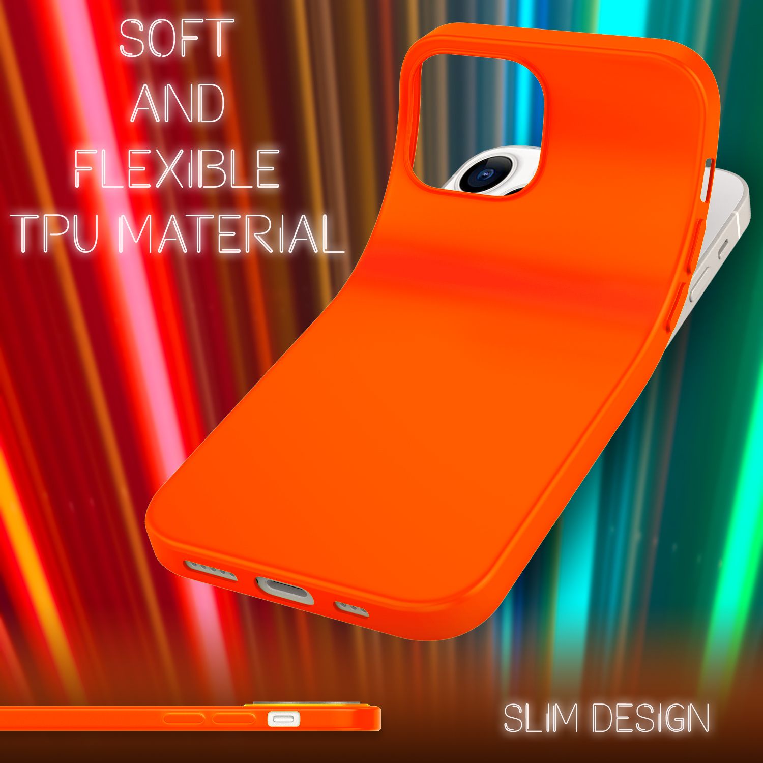 NALIA Bunte Neon Handy Hülle für iPhone 13 Pro, Matt Silikon Case Cover Bumper