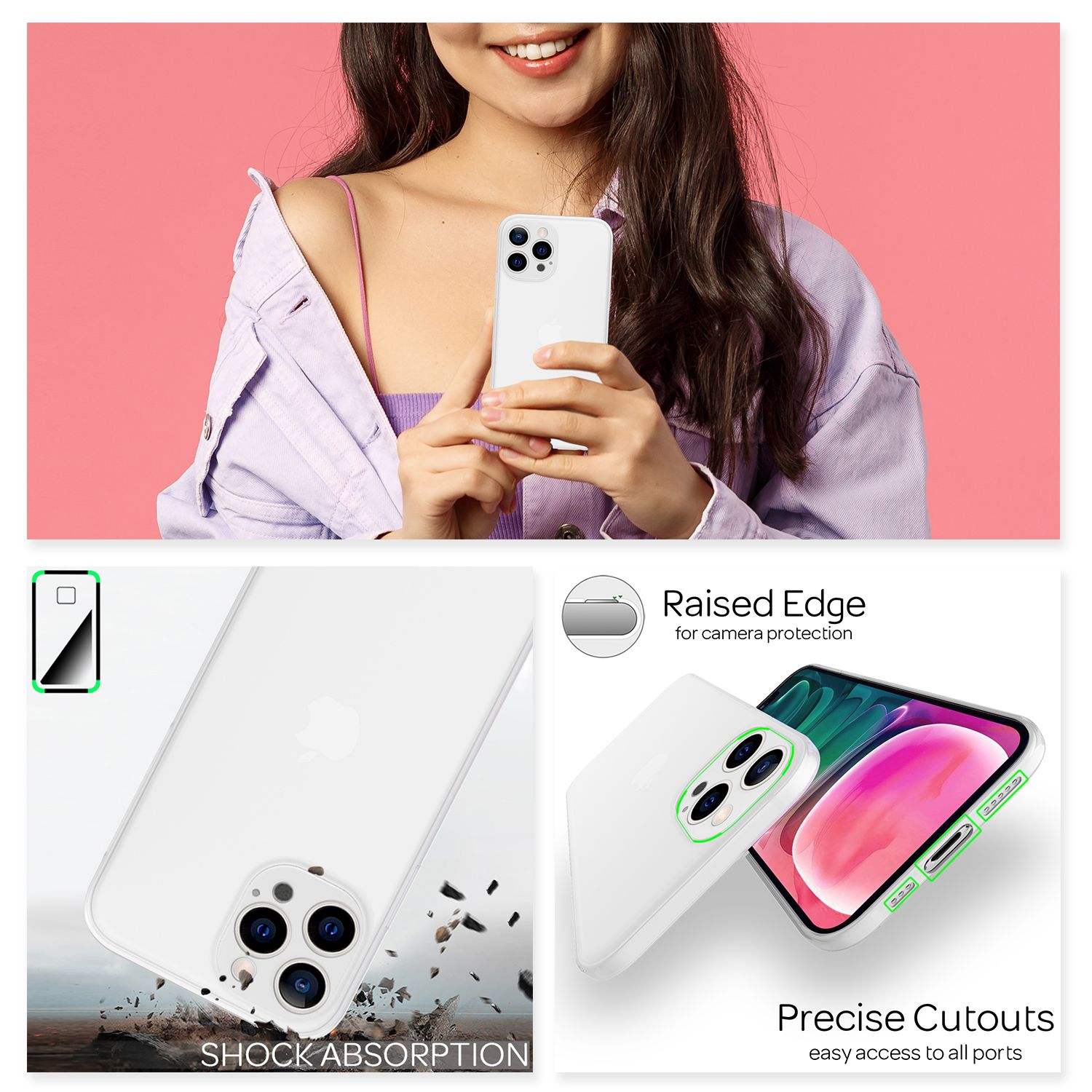 NALIA Extrem Dünnes Hardcase für iPhone 13 Pro, Durchsichtig 0,3mm