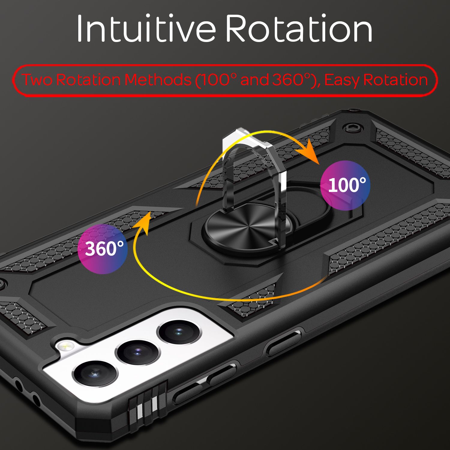 NALIA Outdoor Ring Hülle Samsung Galaxy S21 FE Case 360° stoßfest Schwarz NALIA Protective Hülle