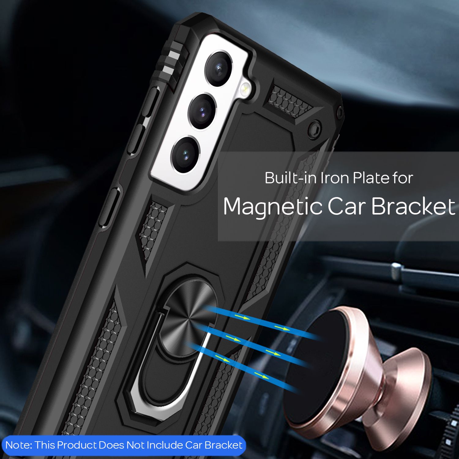 NALIA Outdoor Ring Hülle Samsung Galaxy S21 FE Case 360° stoßfest Schwarz NALIA Protective Hülle