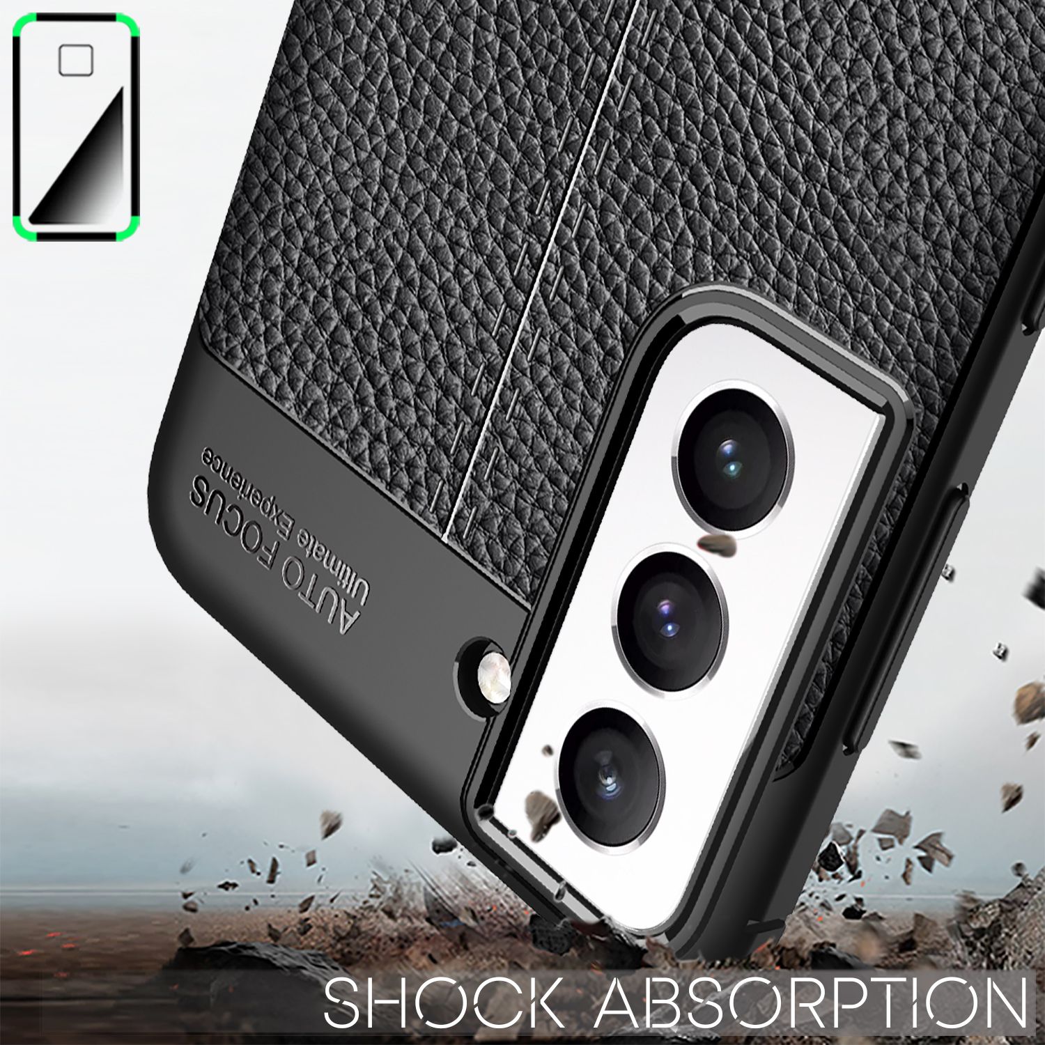 NALIA Leder Look Case für Samsung Galaxy S21 FE, Schwarze Silikonhülle Anti-Fingerabdruck Rutschfest Kratzfest Default Title NALIA Protective Hülle