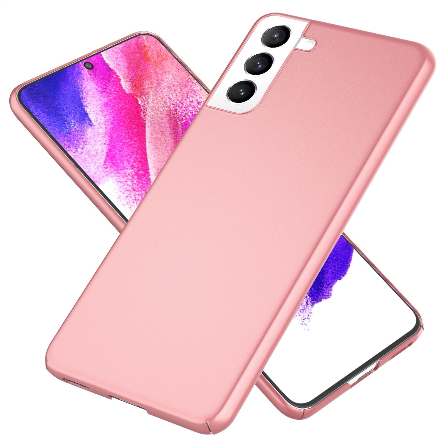 NALIA Ultra-Dünnes Hardcase für Samsung Galaxy S21 FE, Anti-Fingerabdruck Matt Rutschfest Extra-Leicht 0,5mm Schlank Rose Gold NALIA SlimFit Hülle