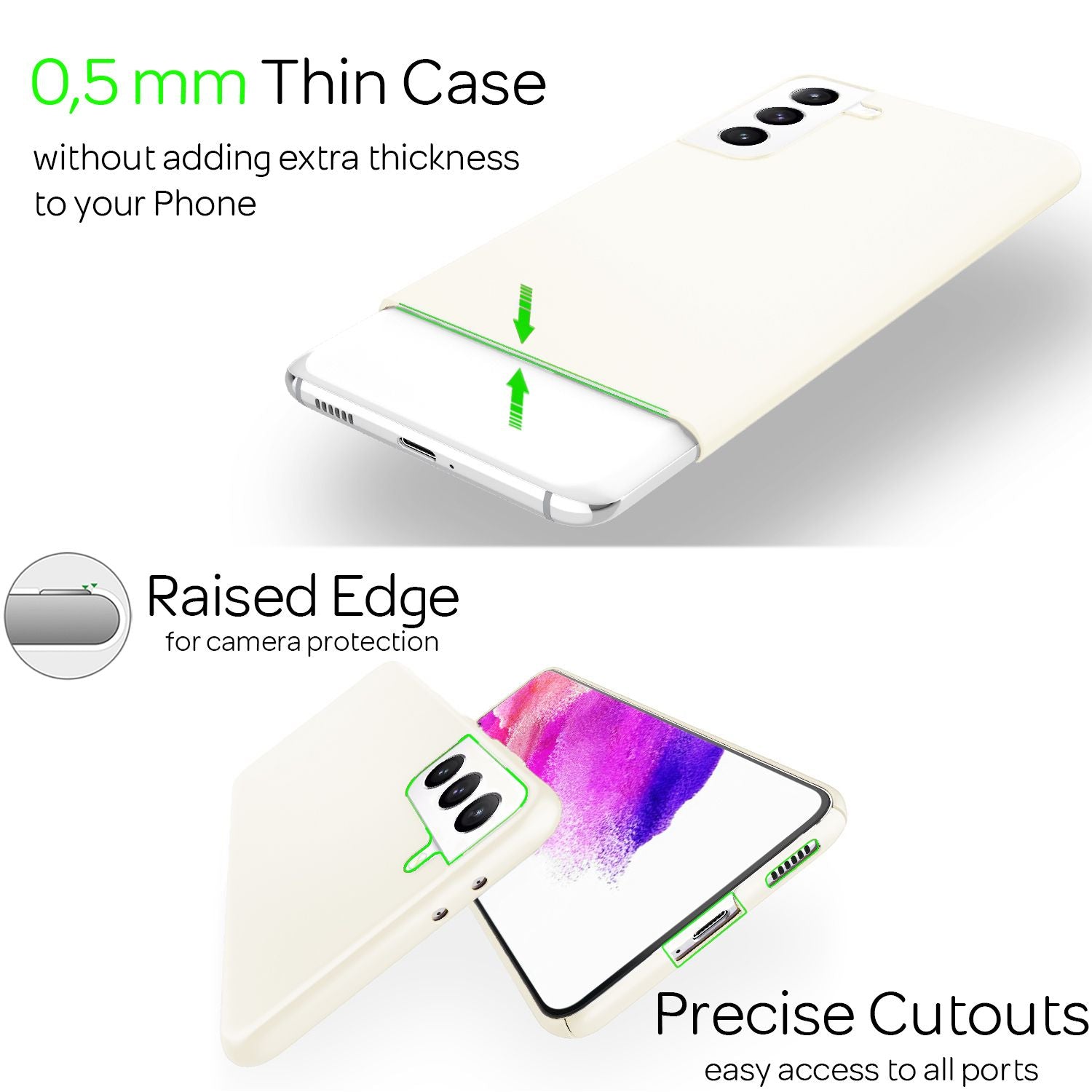 NALIA Ultra-Dünnes Hardcase für Samsung Galaxy S21 FE, Anti-Fingerabdruck Matt Rutschfest Extra-Leicht 0,5mm Schlank Weiß NALIA SlimFit Hülle