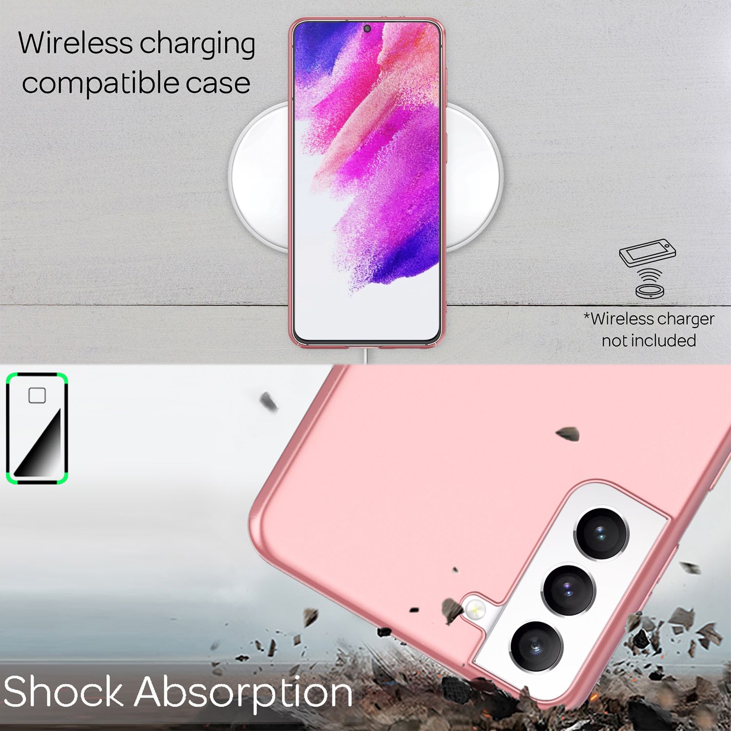 NALIA Ultra-Dünnes Hardcase für Samsung Galaxy S21 FE, Anti-Fingerabdruck Matt Rutschfest Extra-Leicht 0,5mm Schlank Rose Gold NALIA SlimFit Hülle