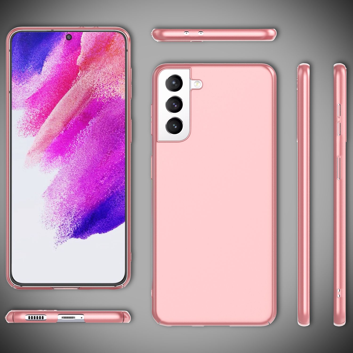 NALIA Ultra-Dünnes Hardcase für Samsung Galaxy S21 FE, Anti-Fingerabdruck Matt Rutschfest Extra-Leicht 0,5mm Schlank Rose Gold NALIA SlimFit Hülle