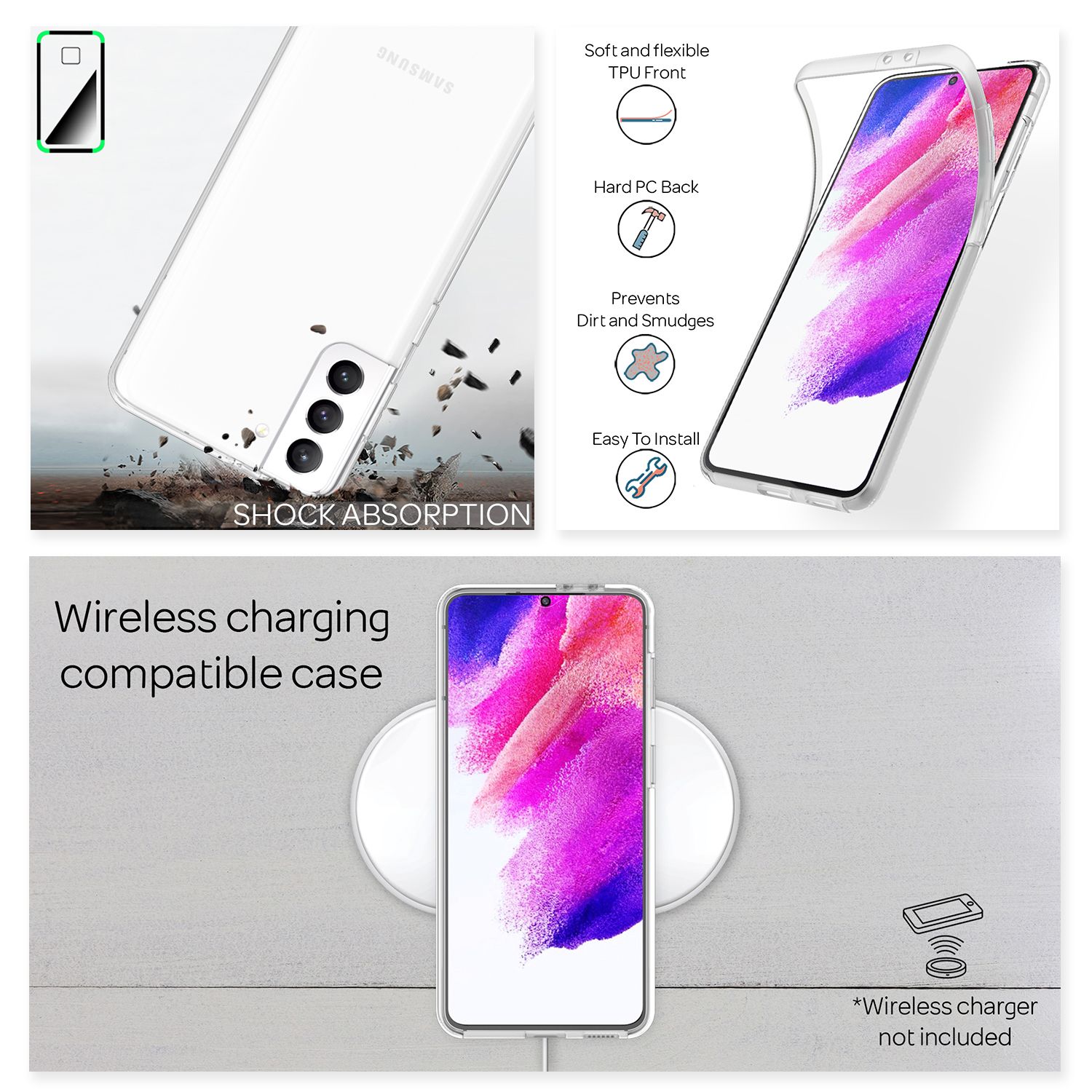 NALIA Klare 360° Schutzhülle für Samsung Galaxy S21 FE Default Title NALIA Transparente Hülle