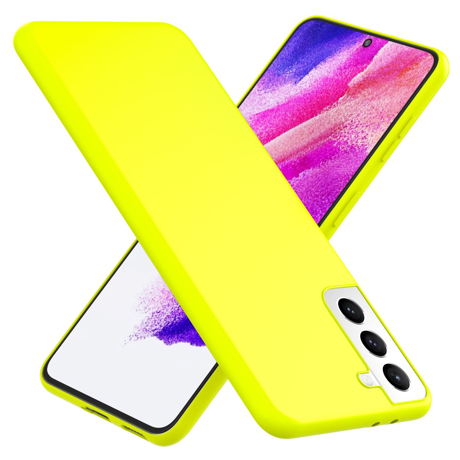 NALIA Bunte Neon Silikonhülle für Samsung Galaxy S21 FE Gelb NALIA Protective Hülle