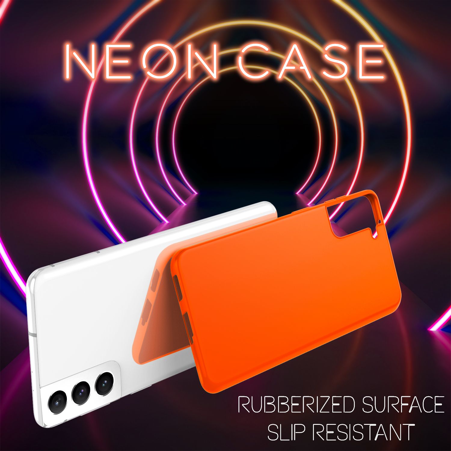 NALIA Bunte Neon Silikonhülle für Samsung Galaxy S21 FE Orange NALIA Protective Hülle