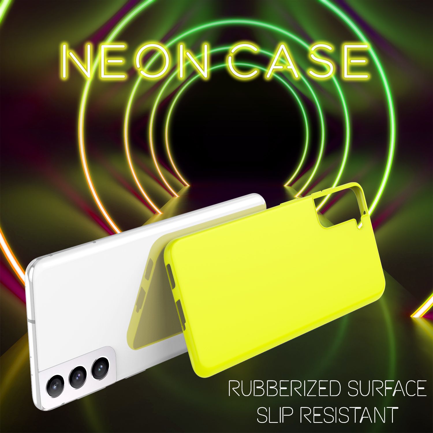 NALIA Bunte Neon Silikonhülle für Samsung Galaxy S21 FE Gelb NALIA Protective Hülle