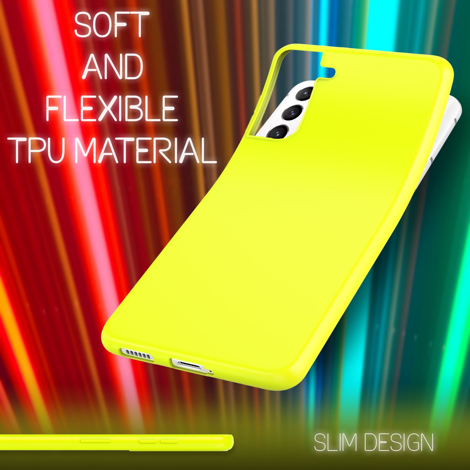 NALIA Bunte Neon Silikonhülle für Samsung Galaxy S21 FE Gelb NALIA Protective Hülle