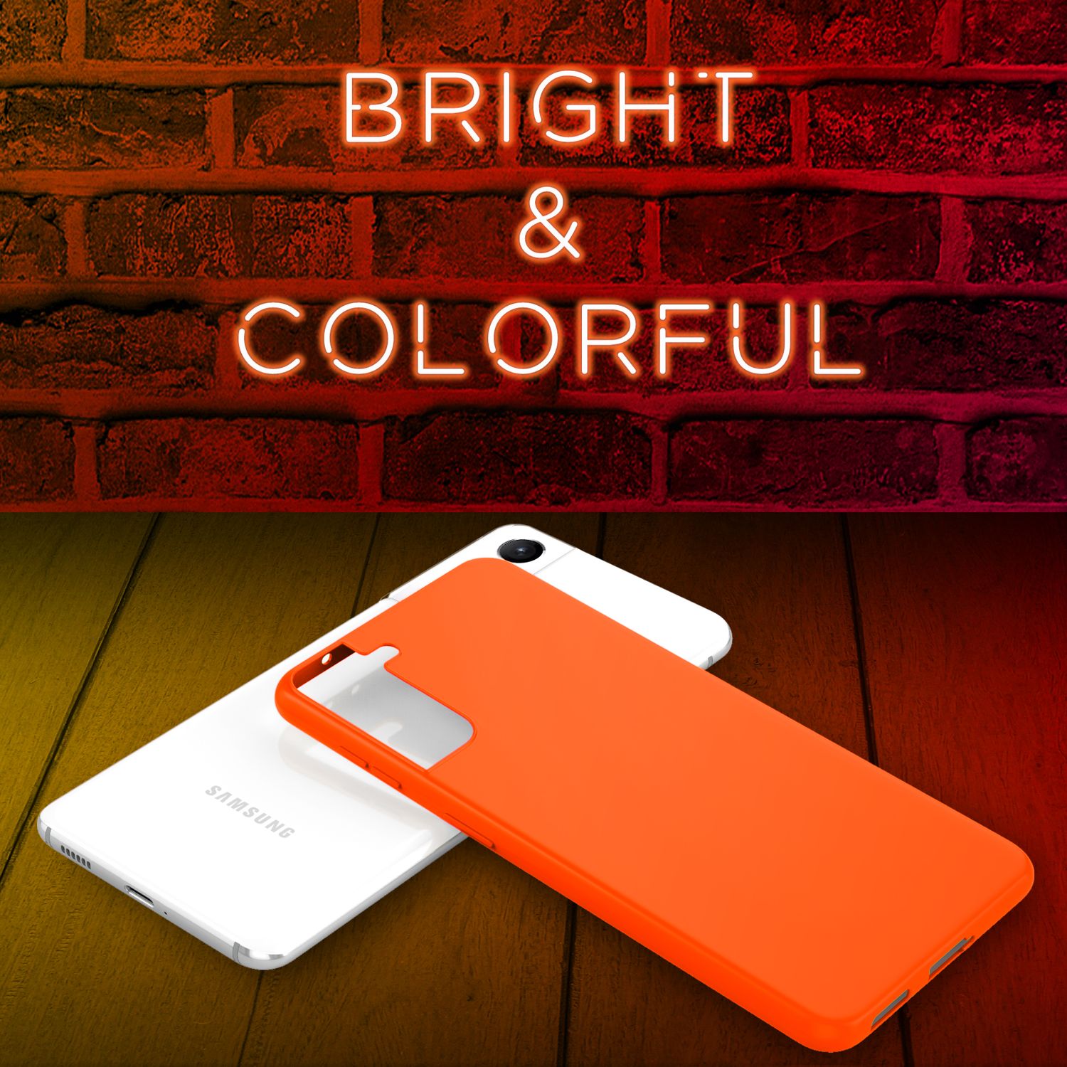 NALIA Bunte Neon Silikonhülle für Samsung Galaxy S21 FE Orange NALIA Protective Hülle