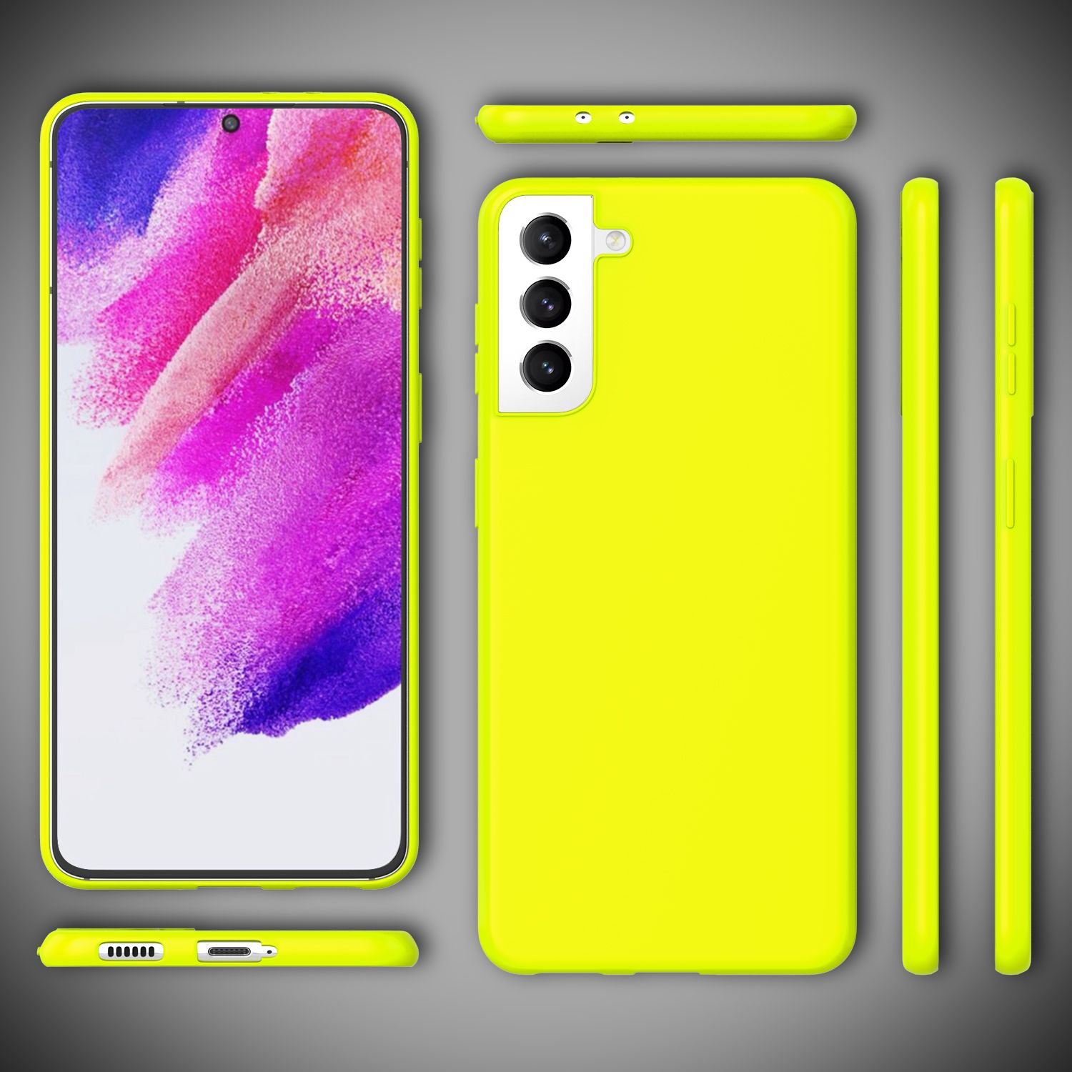 NALIA Bunte Neon Silikonhülle für Samsung Galaxy S21 FE Gelb NALIA Protective Hülle