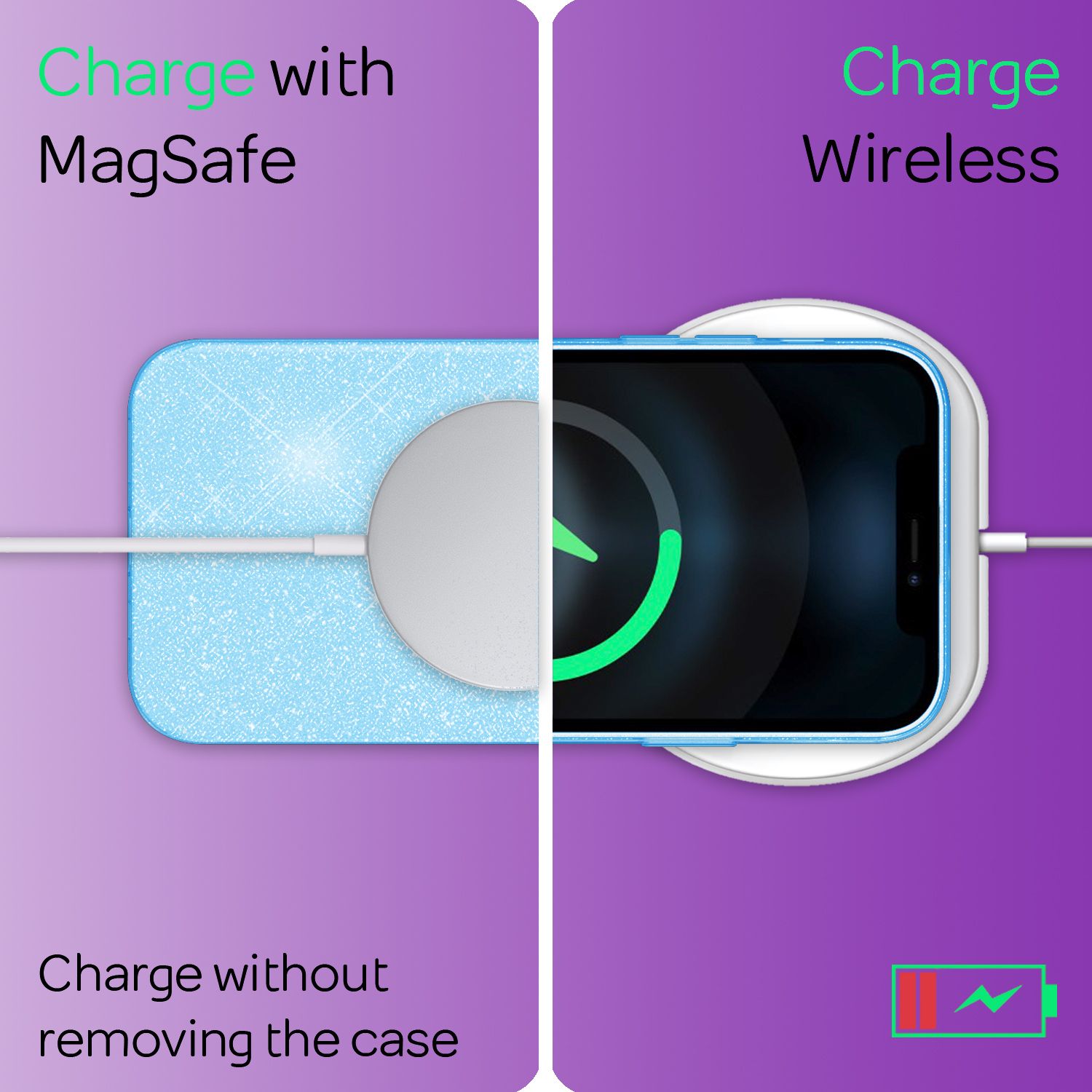 NALIA Robuste Glitzerhülle für iPhone 13 Mini, Glänzende Glitzer Hybrid Schutzhülle Verstärkte Silikonhülle Blau NALIA Protective Hülle