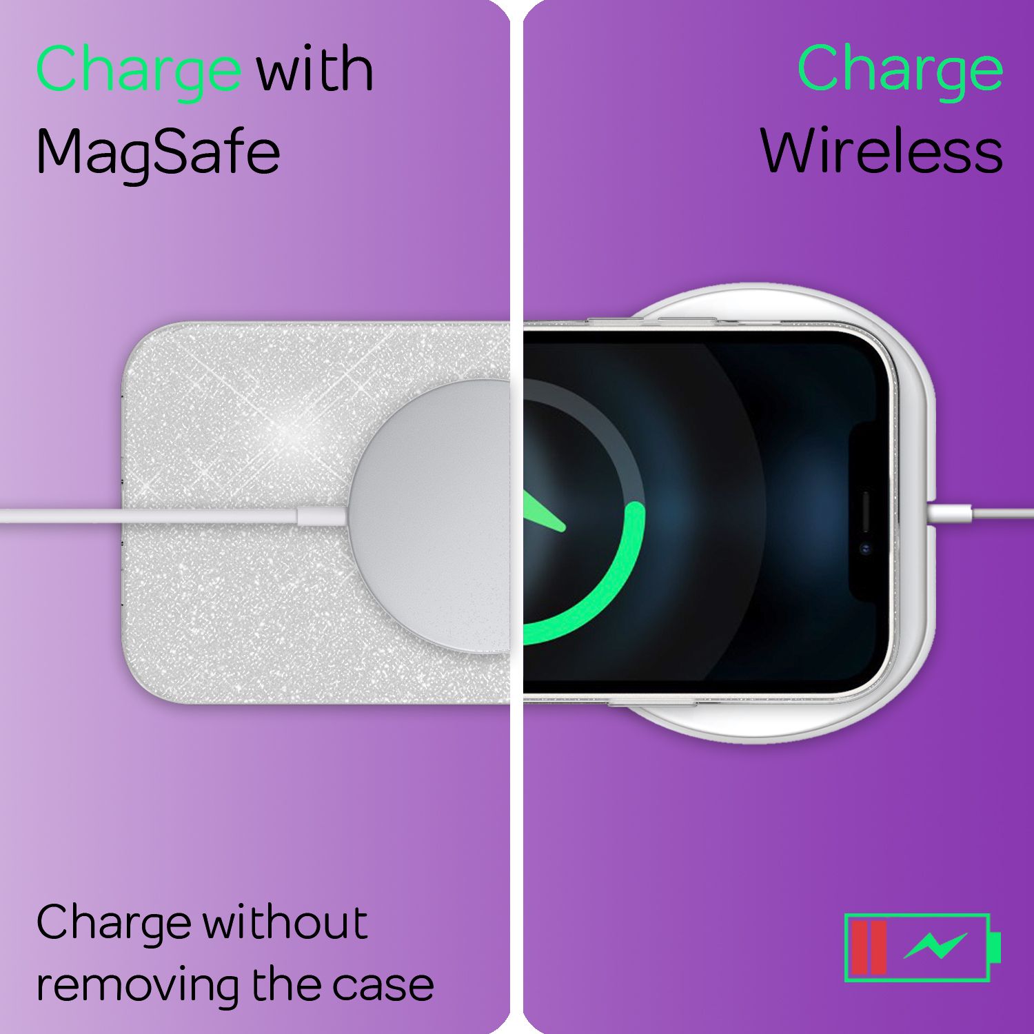 NALIA Robuste Glitzerhülle für iPhone 13 Mini, Glänzende Glitzer Hybrid Schutzhülle Verstärkte Silikonhülle Silber NALIA Protective Hülle