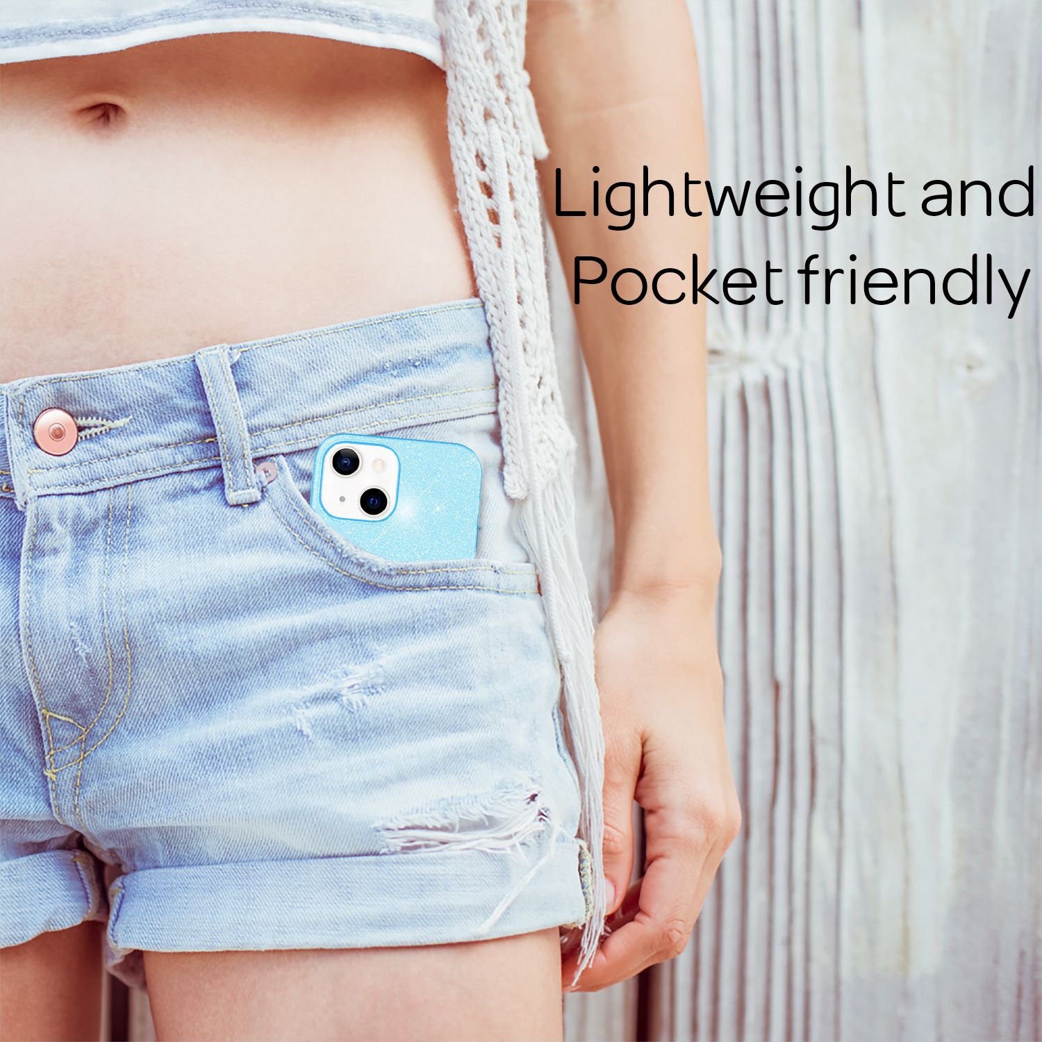 NALIA Robuste Glitzerhülle für iPhone 13, Stoßfeste Glänzende Glitzer Hybrid Schutzhülle Verstärkte Silikonhülle Blau NALIA Protective Hülle