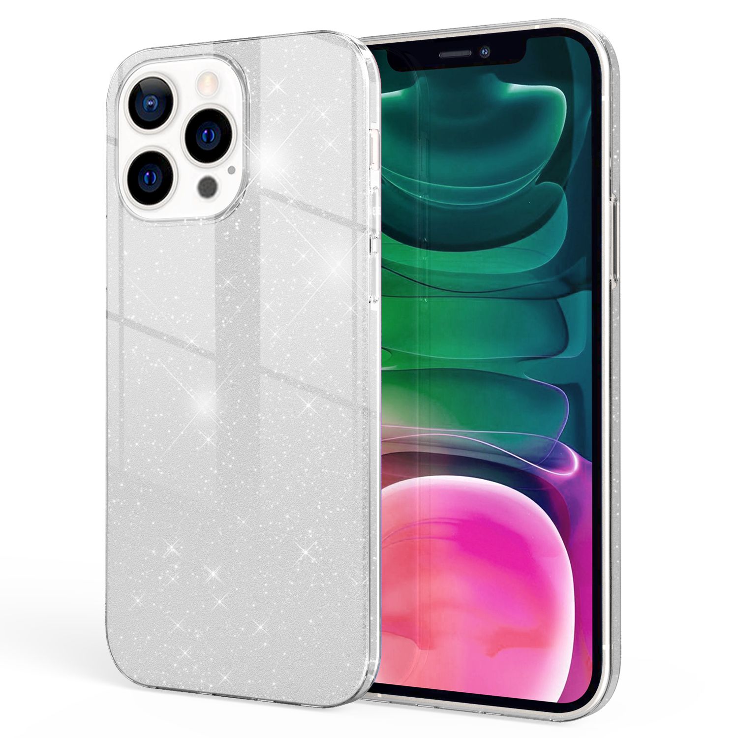 NALIA Robuste Glitzerhülle für iPhone 13 Pro, Stoßfeste Glänzende Glitzer Hybrid Schutzhülle Verstärkte Silikonhülle