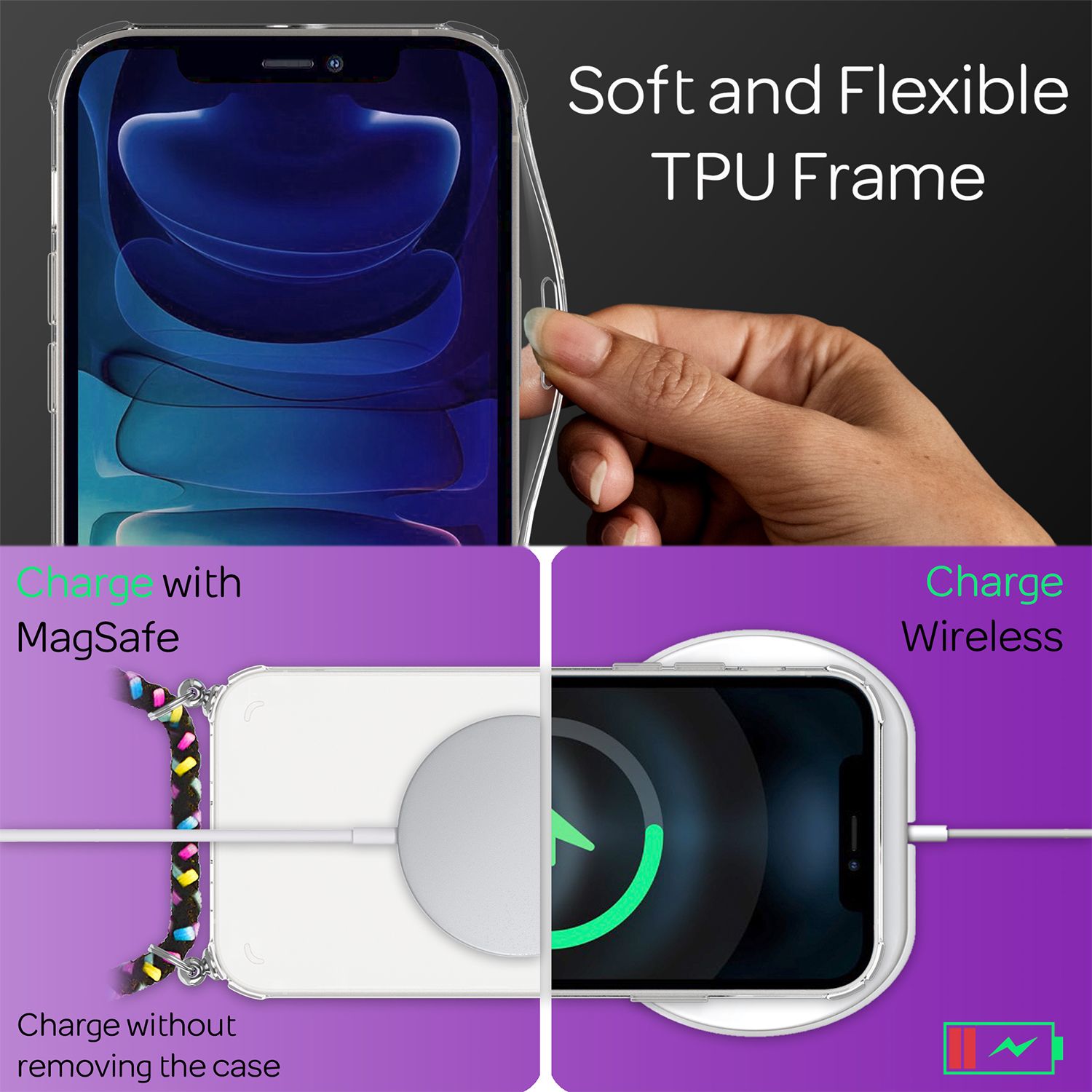 NALIA Handyhülle mit Kette für iPhone 13 Pro Max