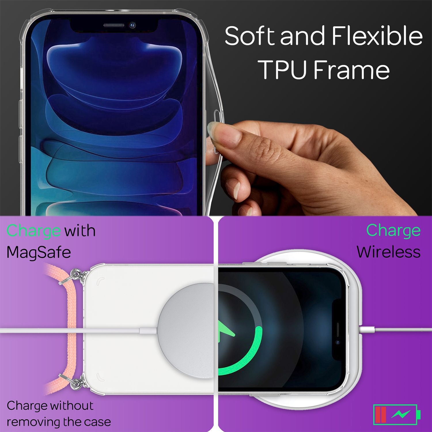 NALIA Handyhülle mit Kette für iPhone 13 Pro Max