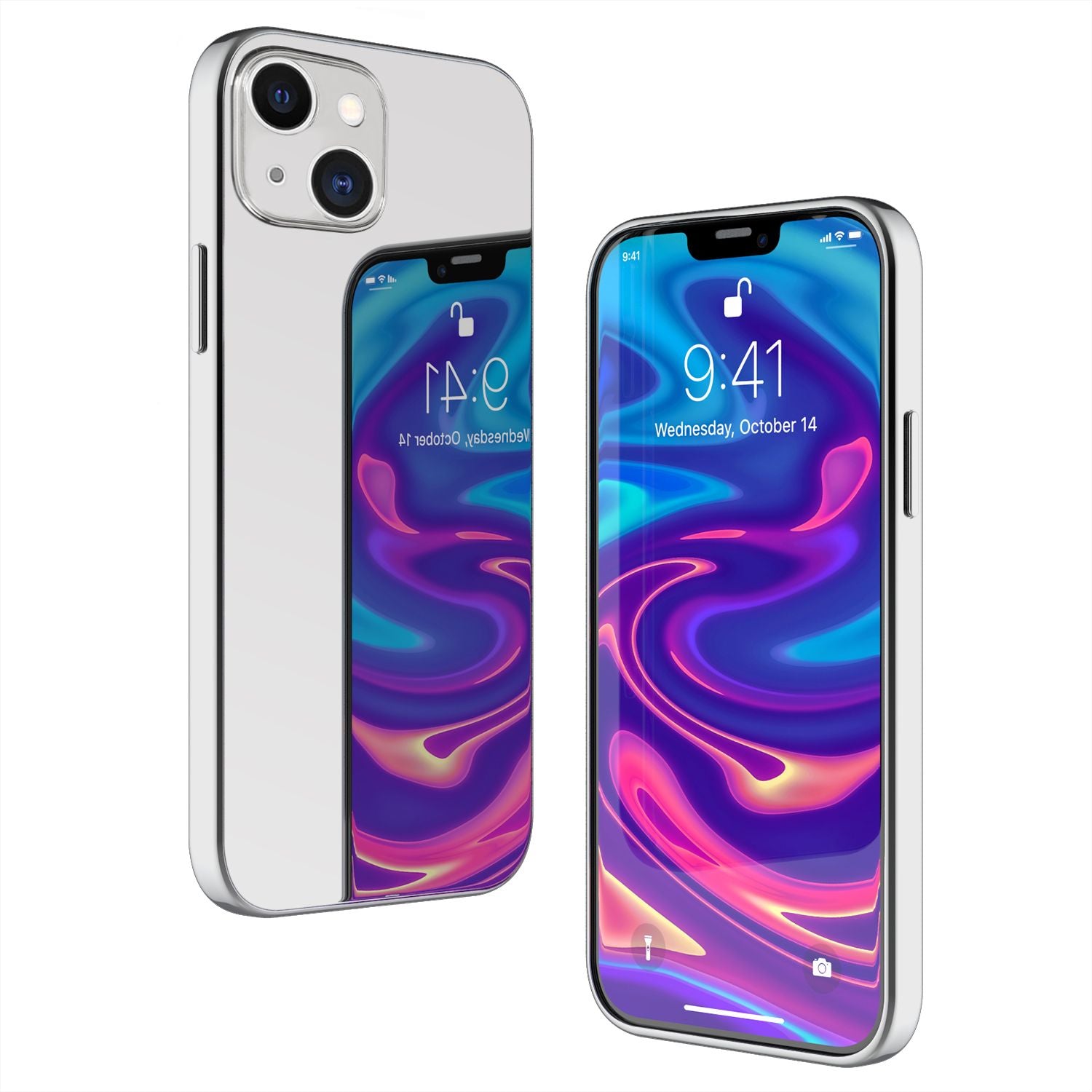 NALIA Spiegel Hart Glas Hülle für iPhone 13, Mirror Schutz Case Bumper