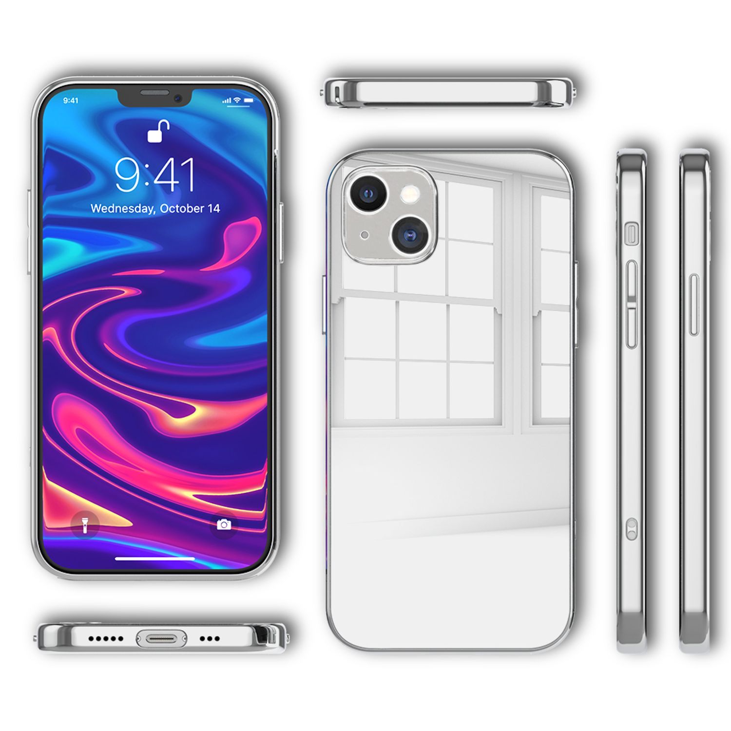 NALIA Spiegel Hart Glas Hülle für iPhone 13, Mirror Schutz Case Bumper Default Title NALIA Protective Hülle