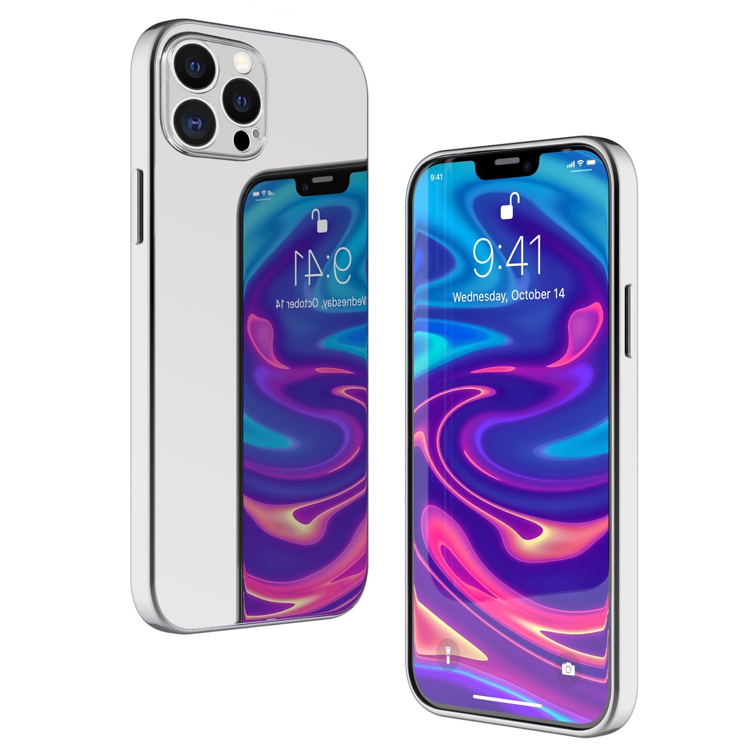 NALIA Spiegel Hart Glas Hülle für iPhone 13 Pro Max, Mirror Schutz Case Bumper