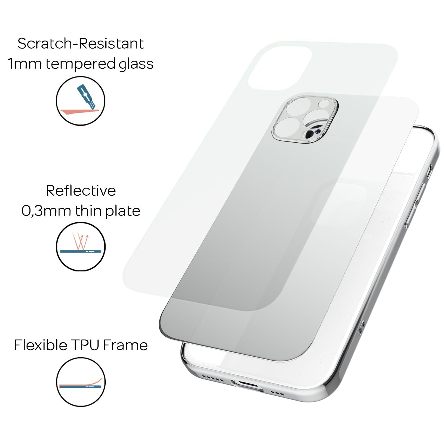 NALIA Spiegel Hart Glas Hülle für iPhone 13 Pro Max, Mirror Schutz Case Bumper Default Title NALIA Protective Hülle