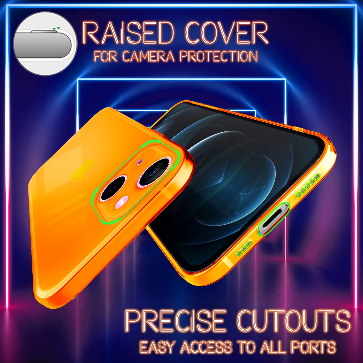 NALIA Klare Neon Handy Hülle für iPhone 13 Mini, Bunt Durchsichtig Cover Case