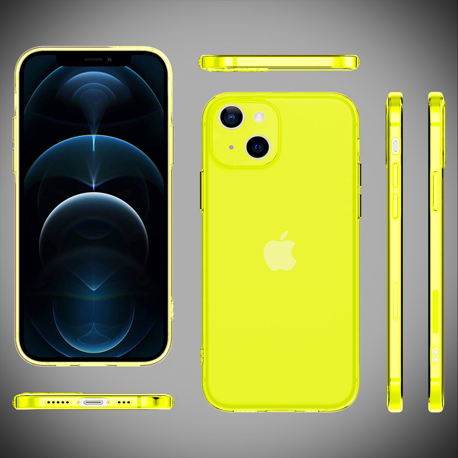 NALIA Klare Neon Handy Hülle für iPhone 13 Mini, Bunt Durchsichtig Cover Case