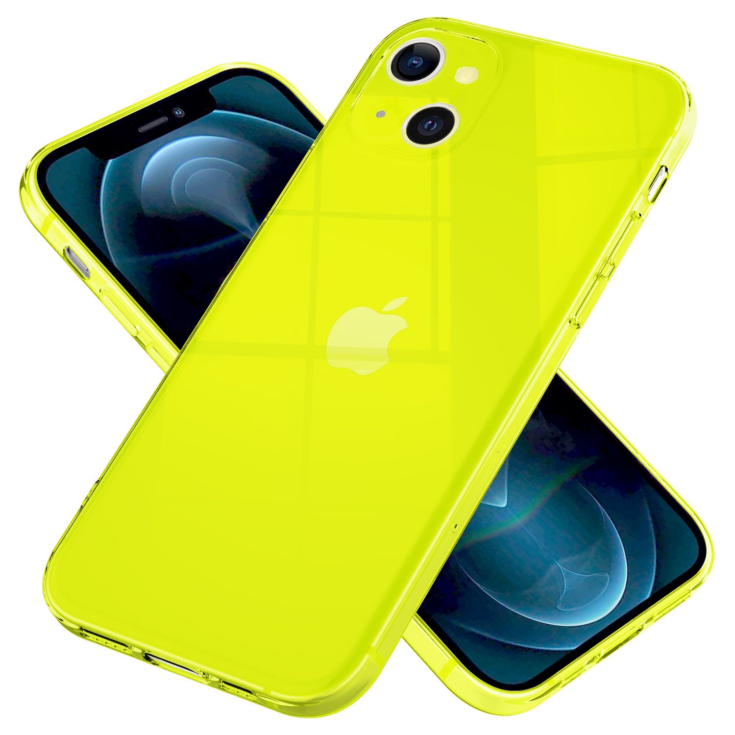 NALIA Klare Neon Handy Hülle für iPhone 13, Bunt Durchsichtig Cover Case Gelb NALIA Neon Hülle