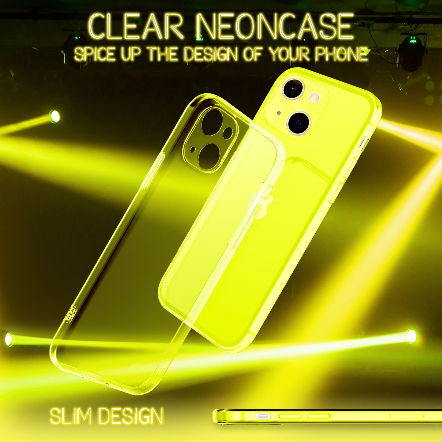 NALIA Klare Neon Handy Hülle für iPhone 13, Bunt Durchsichtig Cover Case Gelb NALIA Neon Hülle
