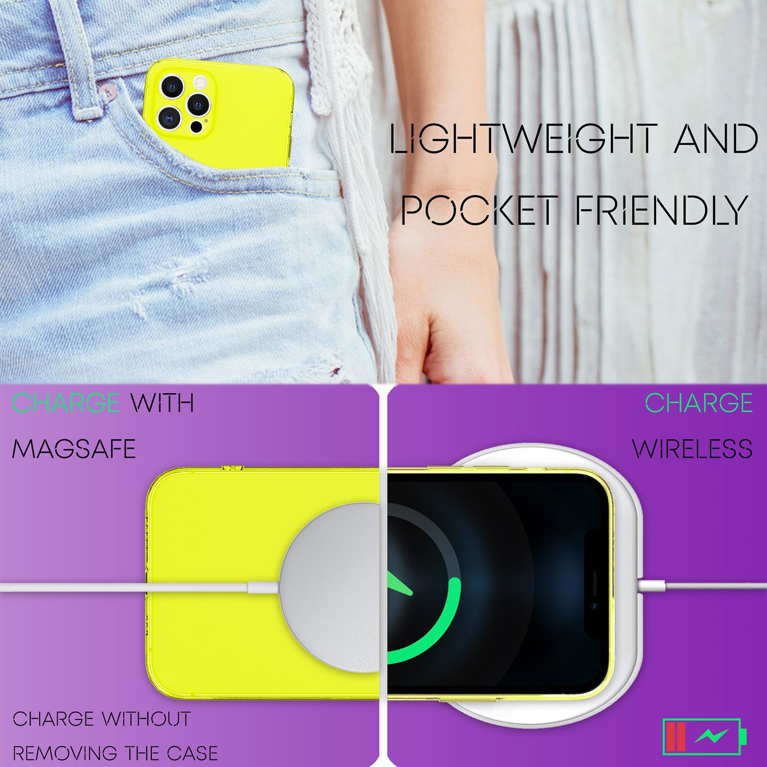 NALIA Klare Neon Handyhülle für iPhone 13 Pro Max, Durchsichtig Bunt Leuchtend Vergilbungsfrei, Dünne Robuste Schutzhülle Cover Case Gelb NALIA Neon Hülle