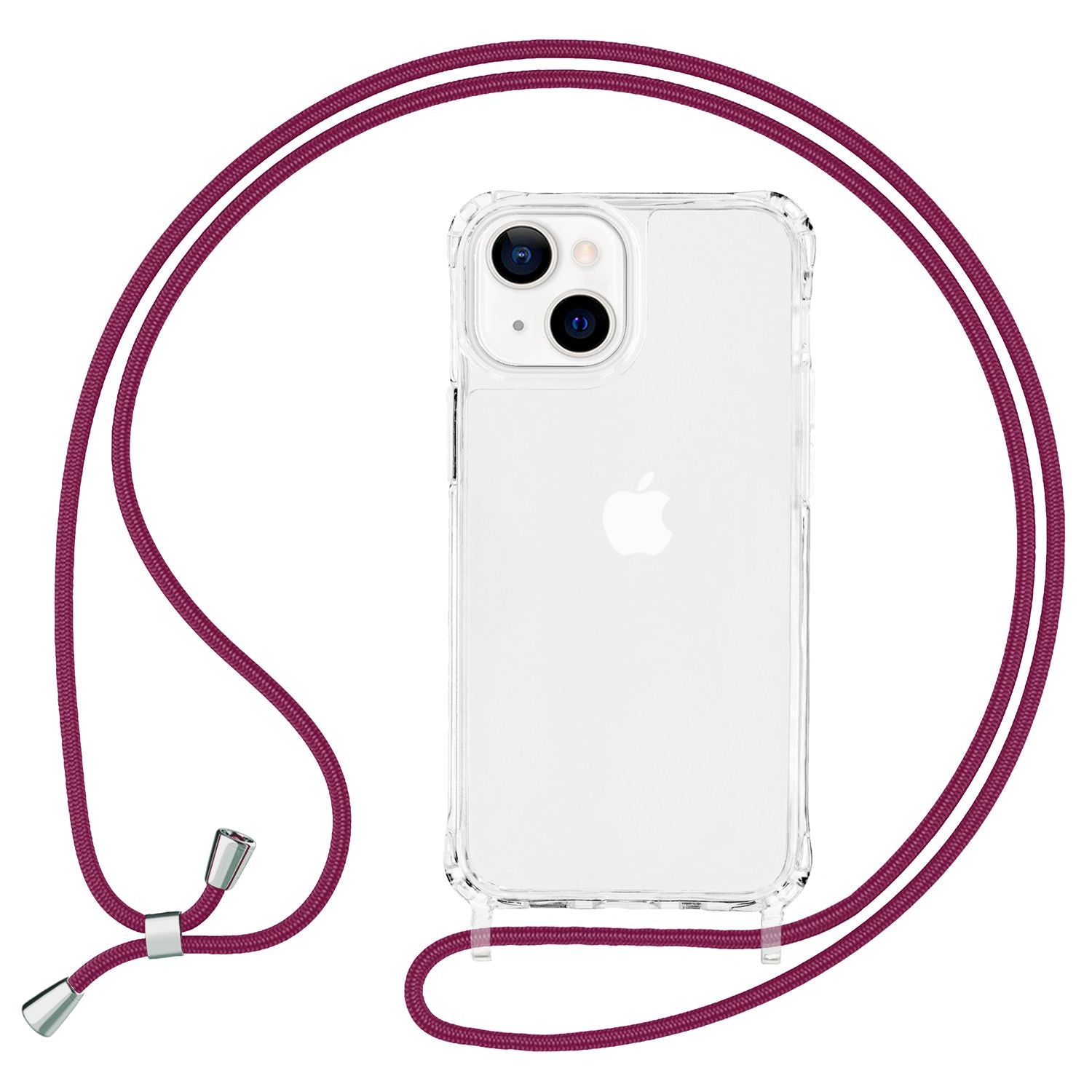 NALIA Handykette mit Hülle iPhone 13 Case Crossbody verstellbar Rot NALIA Transparente Hülle