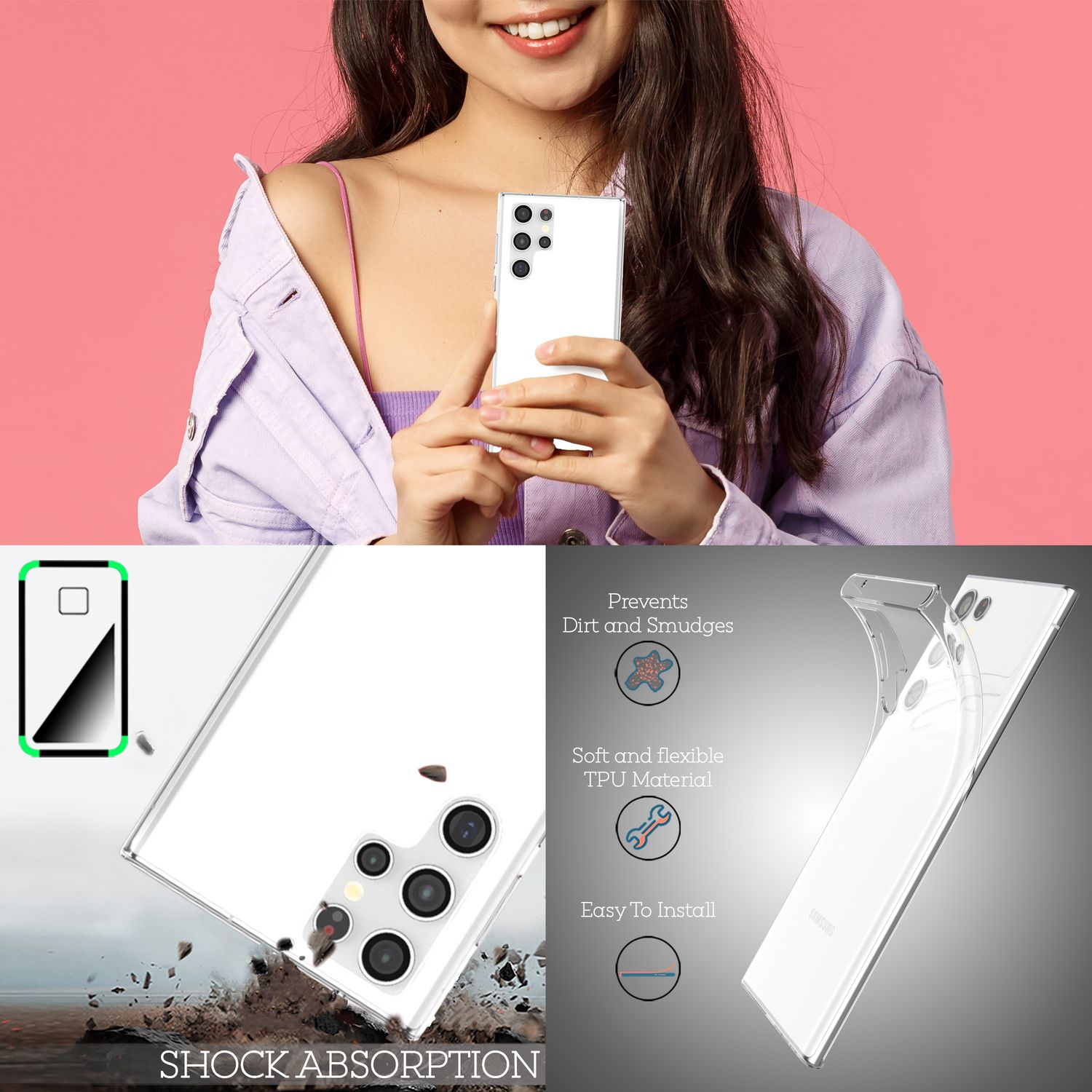 NALIA Klare Silikonhülle für Samsung Galaxy S22 Ultra, Transparent Anti-Gelb Durchsichtig Vergilbungsfrei Clear Case, Handyhülle Schutzhülle