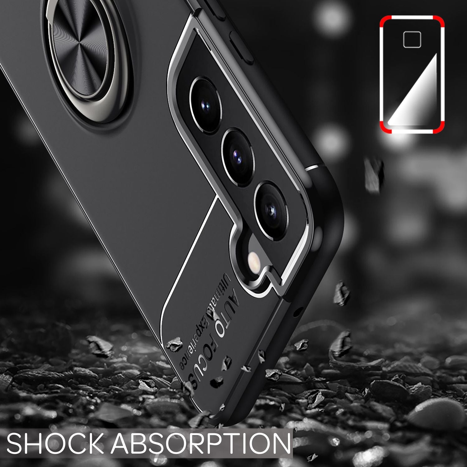 NALIA Matt-Schwarze Ringhülle für Samsung Galaxy S22 Schwarz NALIA Protective Hülle