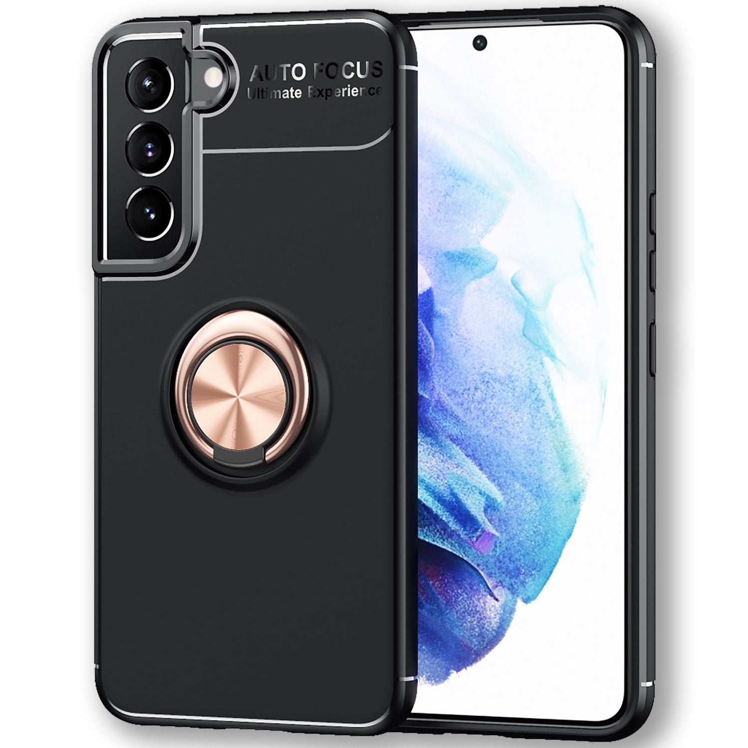 NALIA Matt-Schwarze Ringhülle für Samsung Galaxy S22 Plus, 360° Ring für Standfunktion & KFZ-Halterung, Robust Rutschfest Stoßfest, Handyhülle Schutzhülle Rose Gold NALIA Protective Hülle