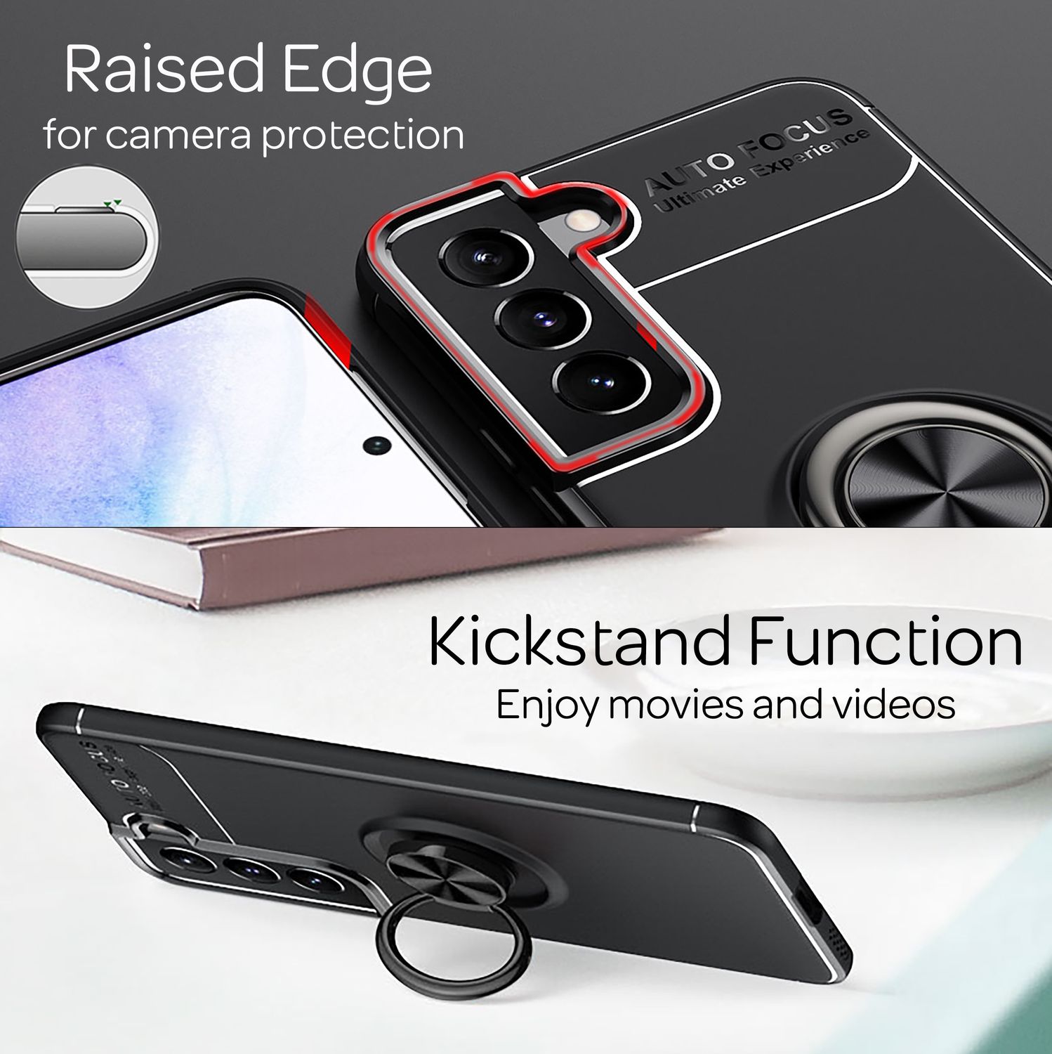 NALIA Matt-Schwarze Ringhülle für Samsung Galaxy S22 Plus, 360° Ring für Standfunktion & KFZ-Halterung, Robust Rutschfest Stoßfest, Handyhülle Schutzhülle Rose Gold NALIA Protective Hülle