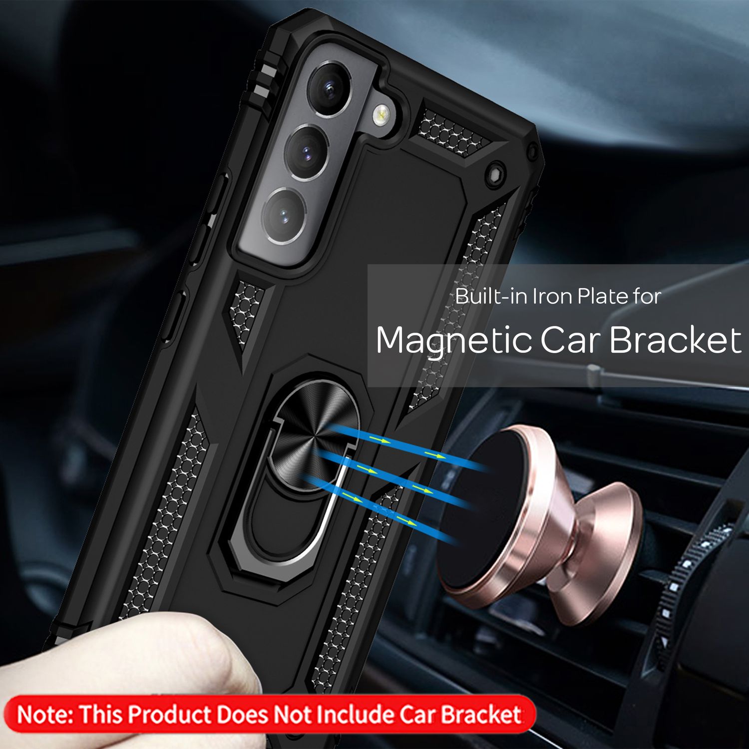 NALIA Military-Style Ringhülle für Samsung Galaxy S22 Plus, Extrem Schützend Stoßfest Robust, 360° Ring für Aufsteller Schwarz NALIA Protective Hülle