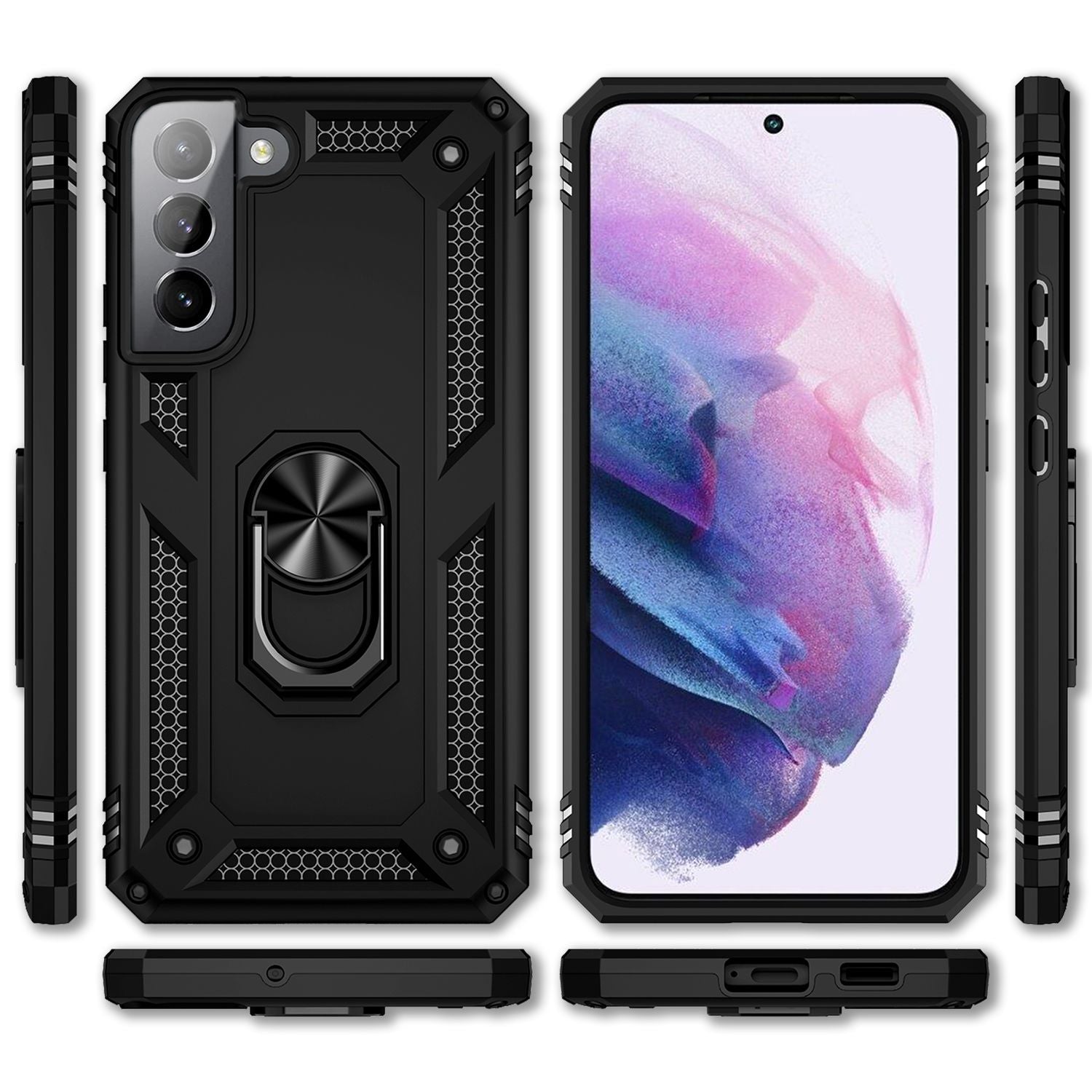 NALIA Military-Style Ringhülle für Samsung Galaxy S22 Plus, Extrem Schützend Stoßfest Robust, 360° Ring für Aufsteller Schwarz NALIA Protective Hülle