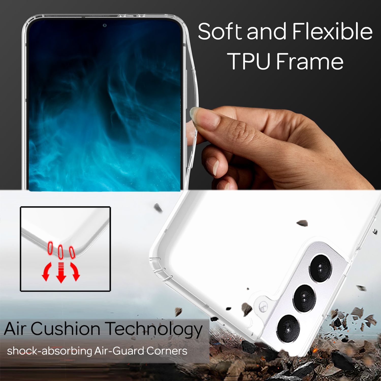 NALIA Klares Kratzfestes Case für Samsung Galaxy S22, Transparent Anti-Gelb Durchsichtig, Harte Rückseite & Silikon Rand