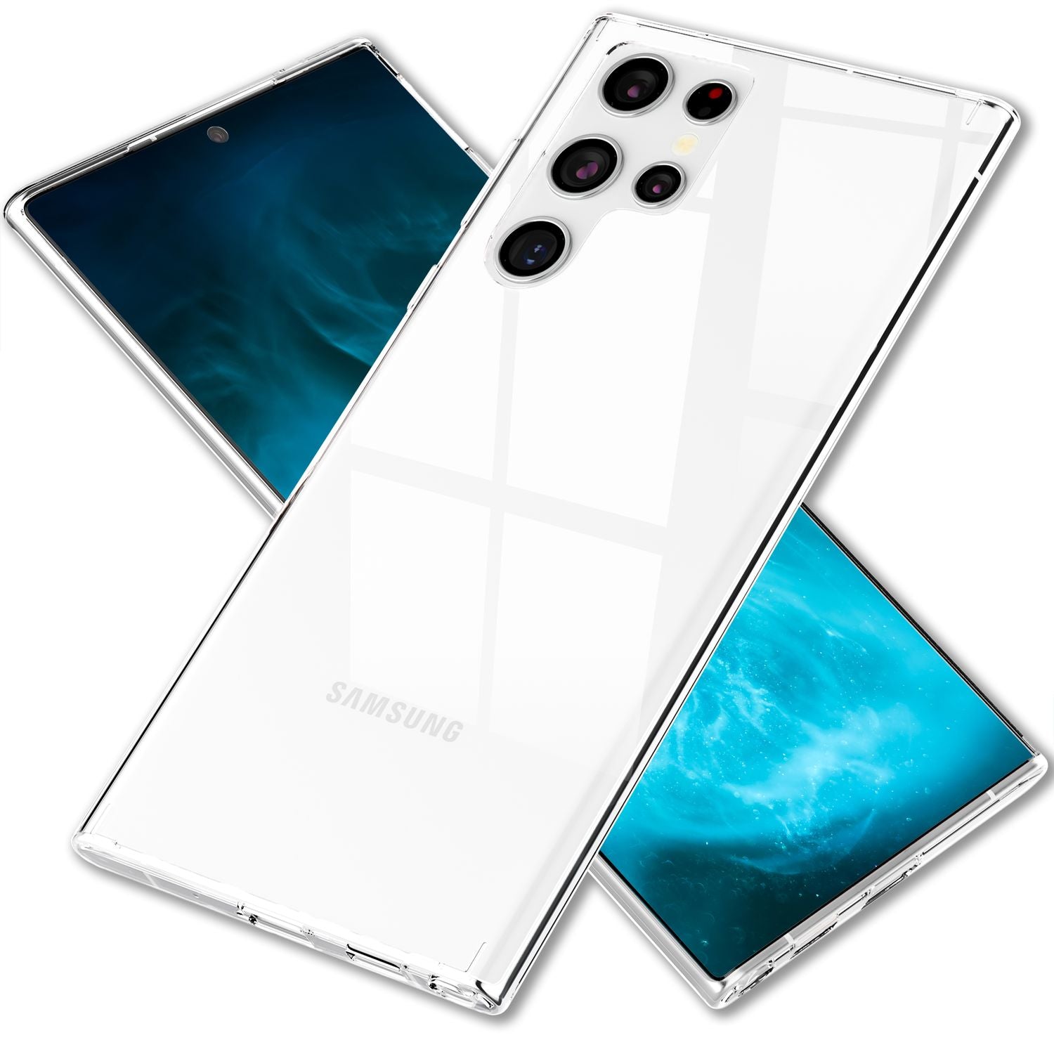 NALIA Klares Kratzfestes Case für Samsung Galaxy S22 Ultra, Transparent Anti-Gelb Durchsichtig Harte Rückseite & Silikon Rahmen, Handyhülle Schutzhülle